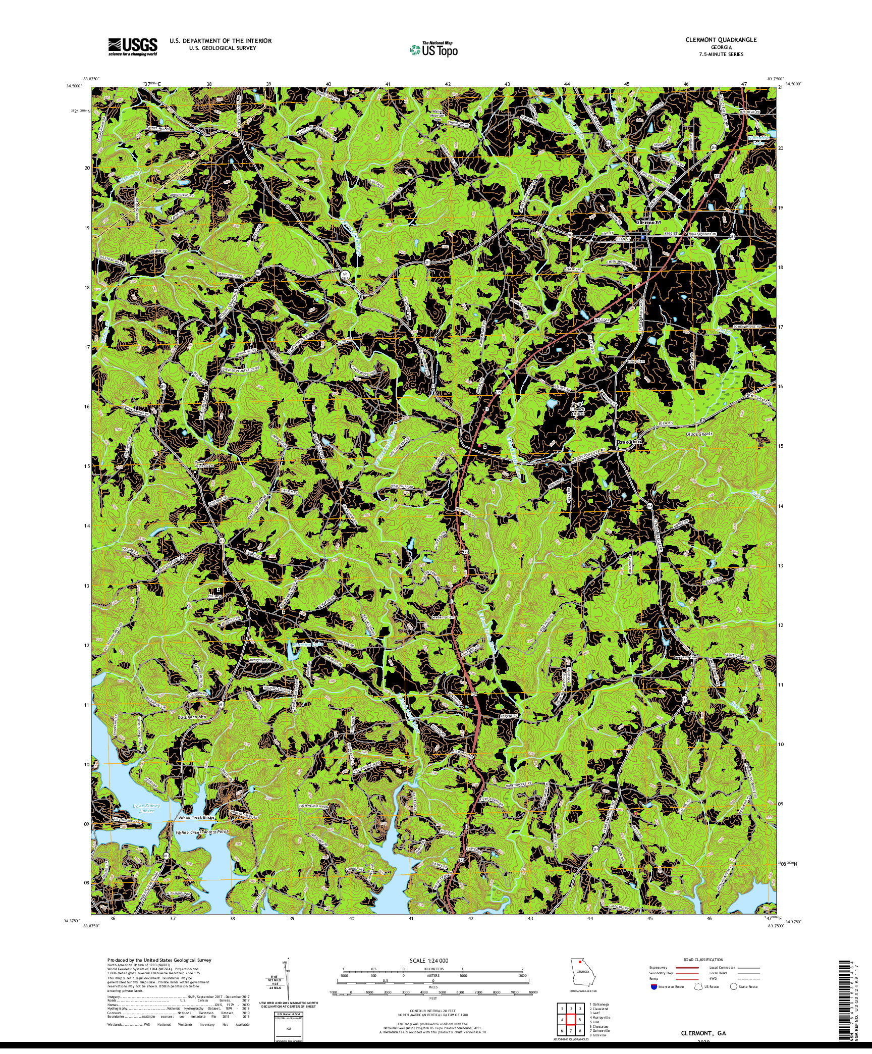 USGS US TOPO 7.5-MINUTE MAP FOR CLERMONT, GA 2020