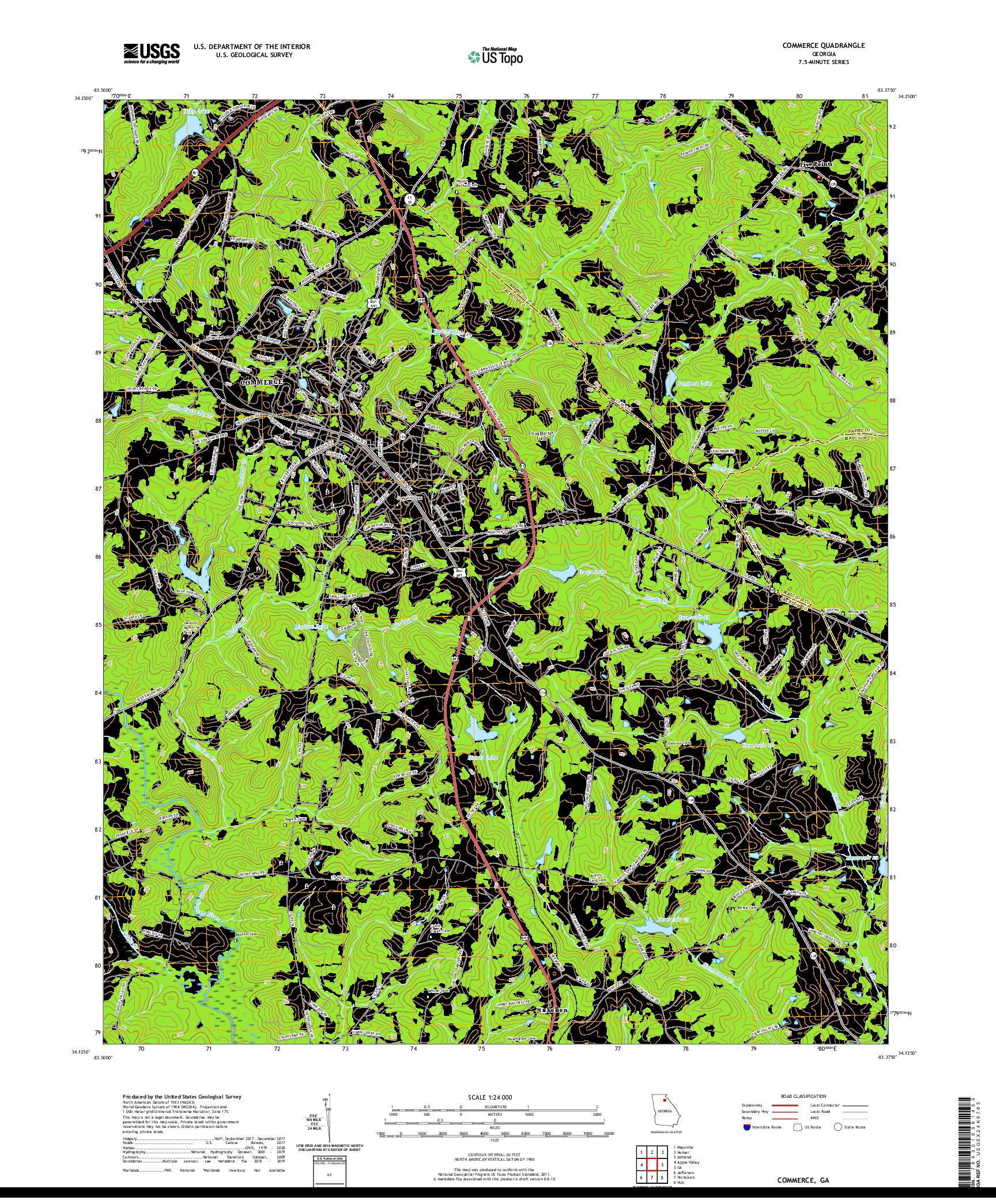 USGS US TOPO 7.5-MINUTE MAP FOR COMMERCE, GA 2020