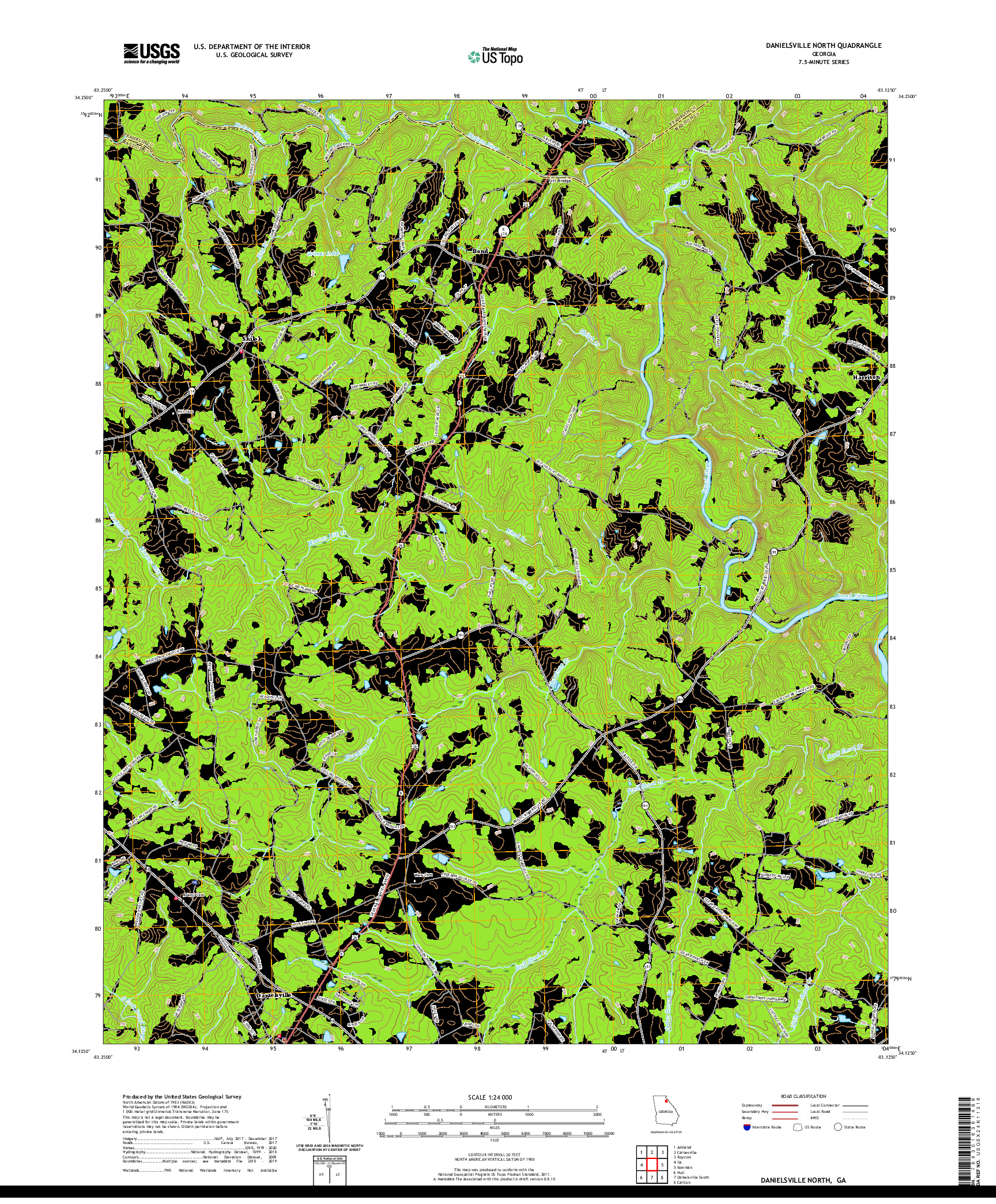 USGS US TOPO 7.5-MINUTE MAP FOR DANIELSVILLE NORTH, GA 2020