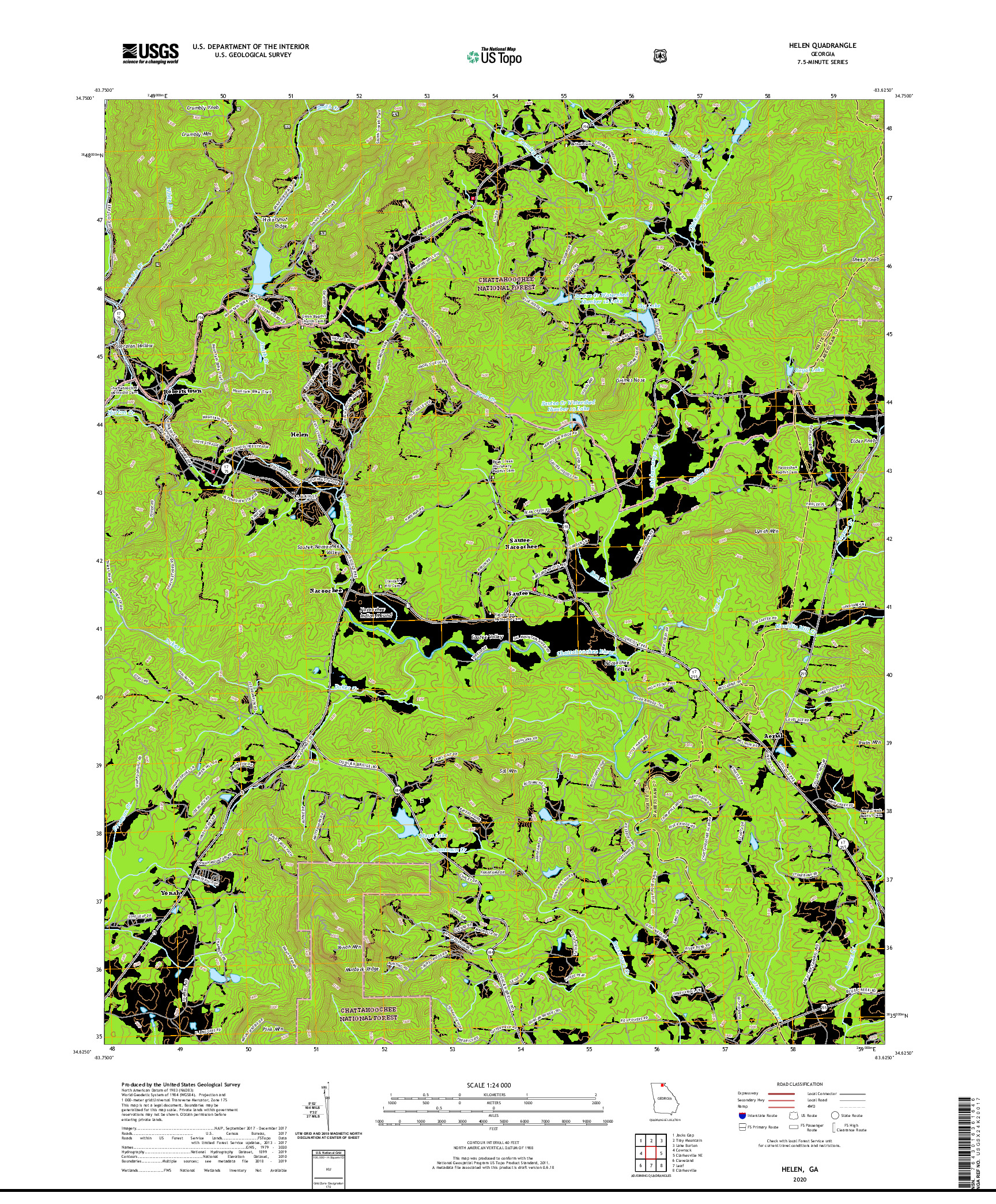USGS US TOPO 7.5-MINUTE MAP FOR HELEN, GA 2020
