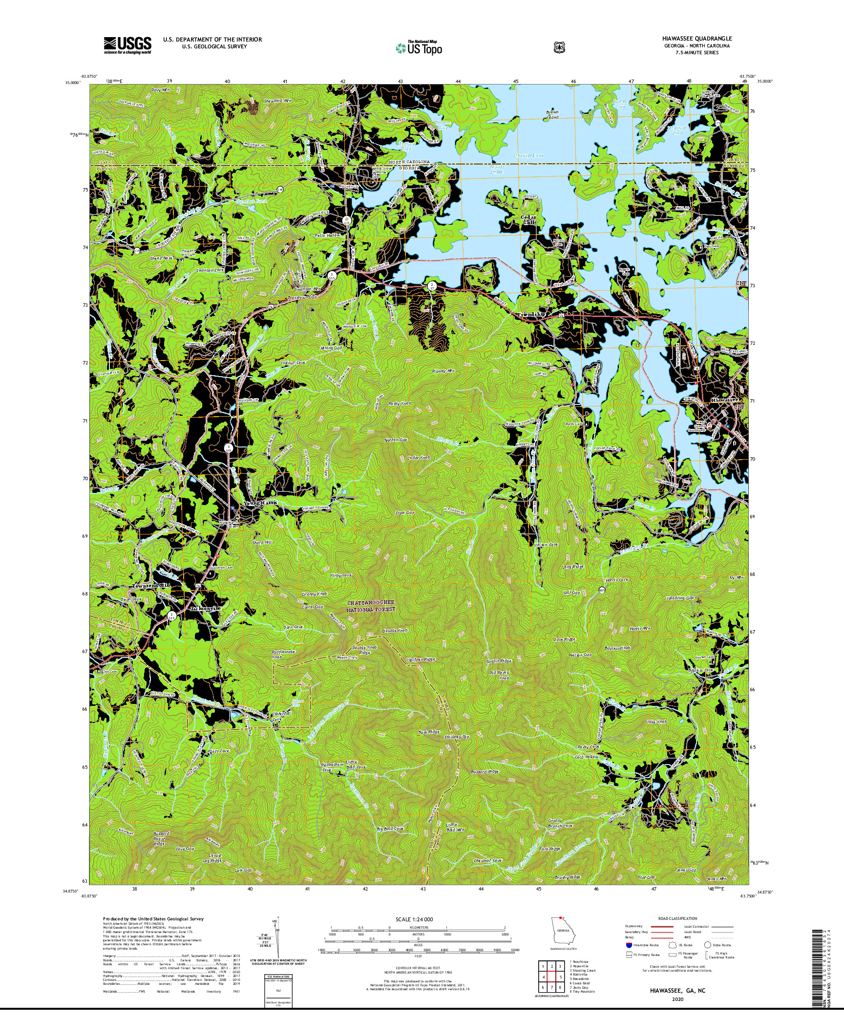 USGS US TOPO 7.5-MINUTE MAP FOR HIAWASSEE, GA,NC 2020