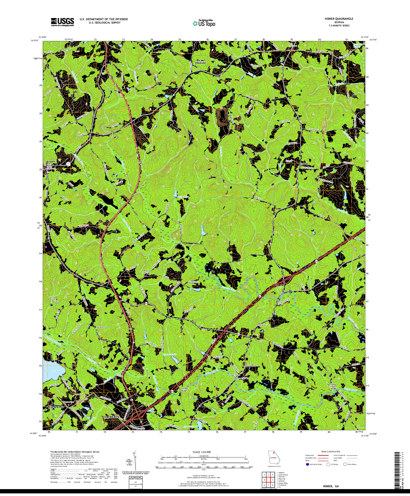 USGS US TOPO 7.5-MINUTE MAP FOR HOMER, GA 2020