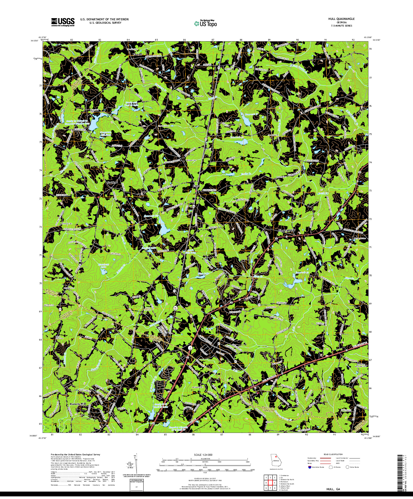 USGS US TOPO 7.5-MINUTE MAP FOR HULL, GA 2020