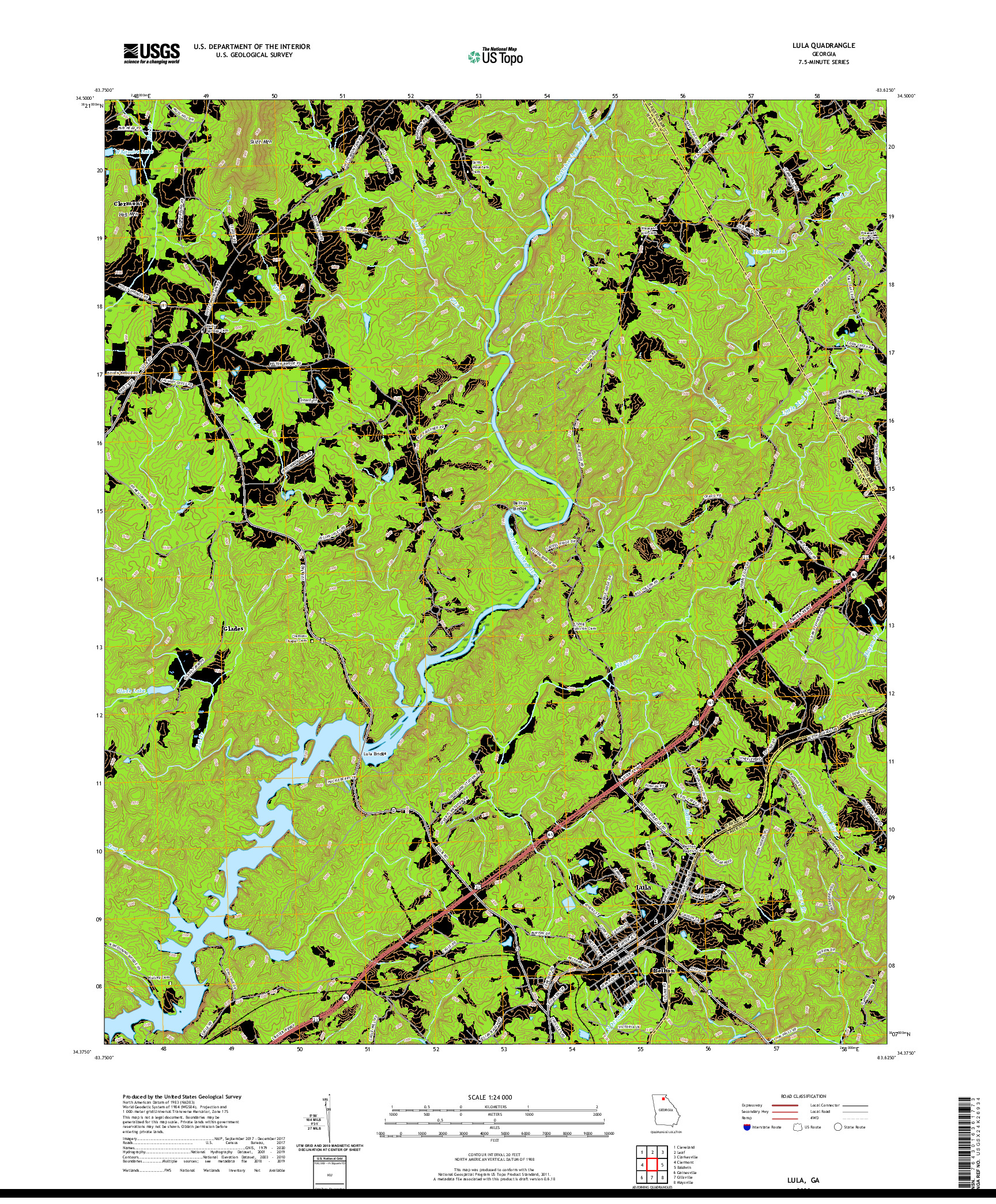 USGS US TOPO 7.5-MINUTE MAP FOR LULA, GA 2020
