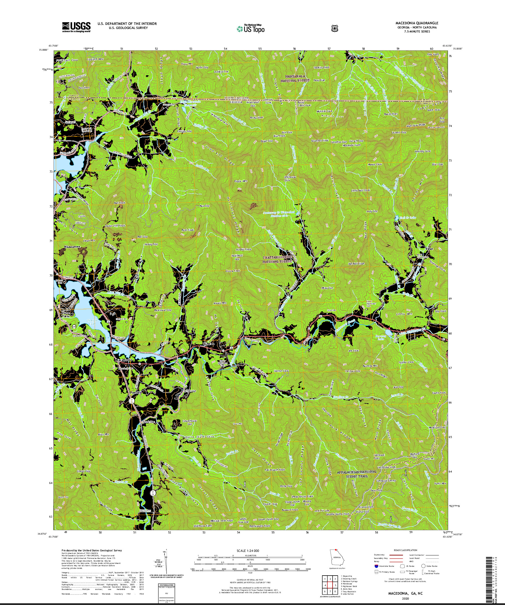 USGS US TOPO 7.5-MINUTE MAP FOR MACEDONIA, GA,NC 2020