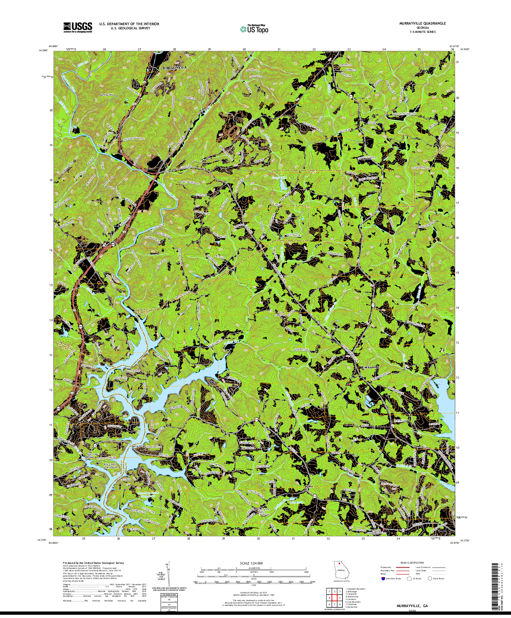 USGS US TOPO 7.5-MINUTE MAP FOR MURRAYVILLE, GA 2020