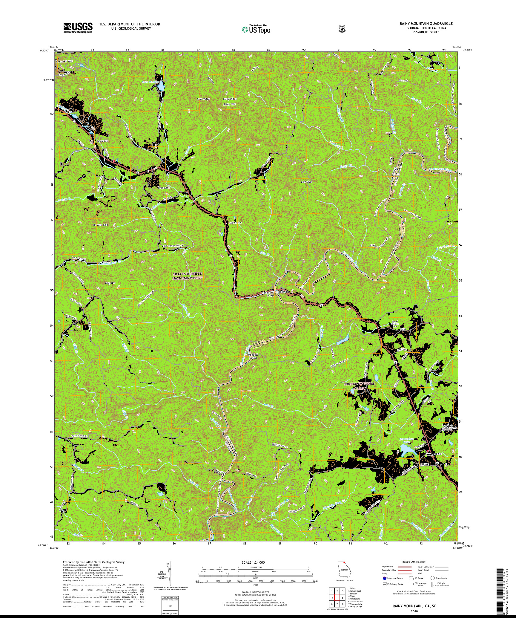 USGS US TOPO 7.5-MINUTE MAP FOR RAINY MOUNTAIN, GA,SC 2020