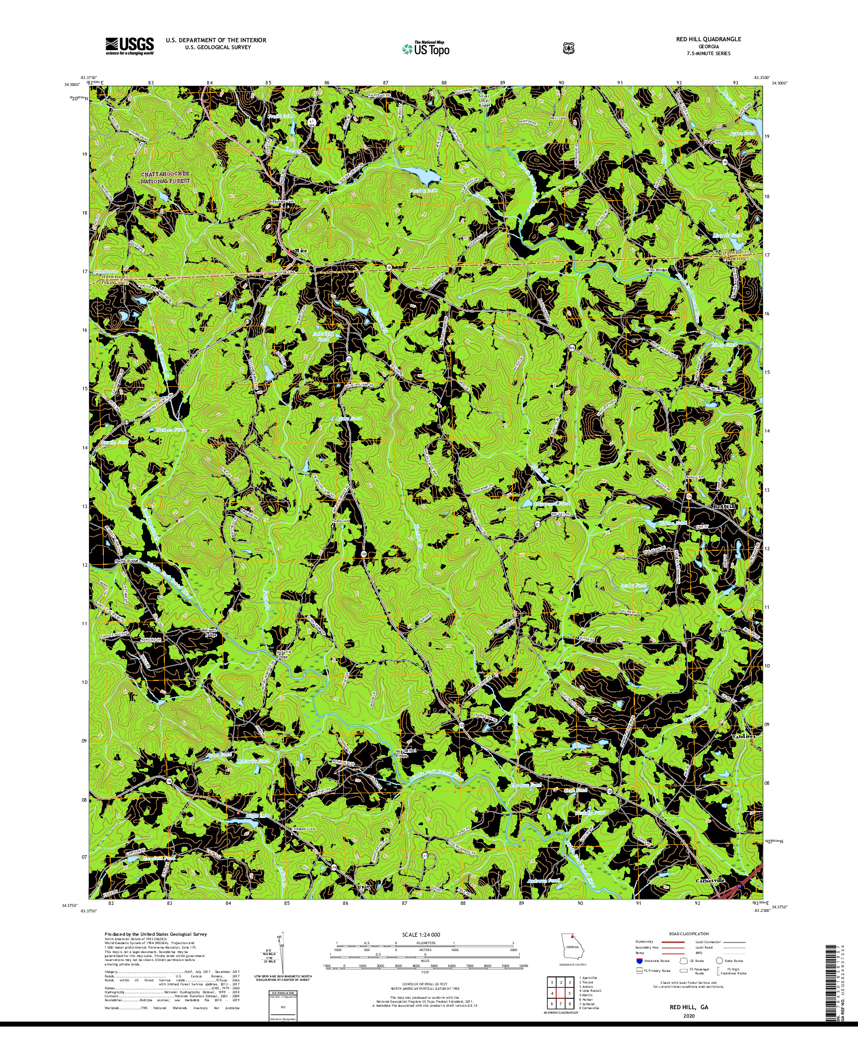 USGS US TOPO 7.5-MINUTE MAP FOR RED HILL, GA 2020