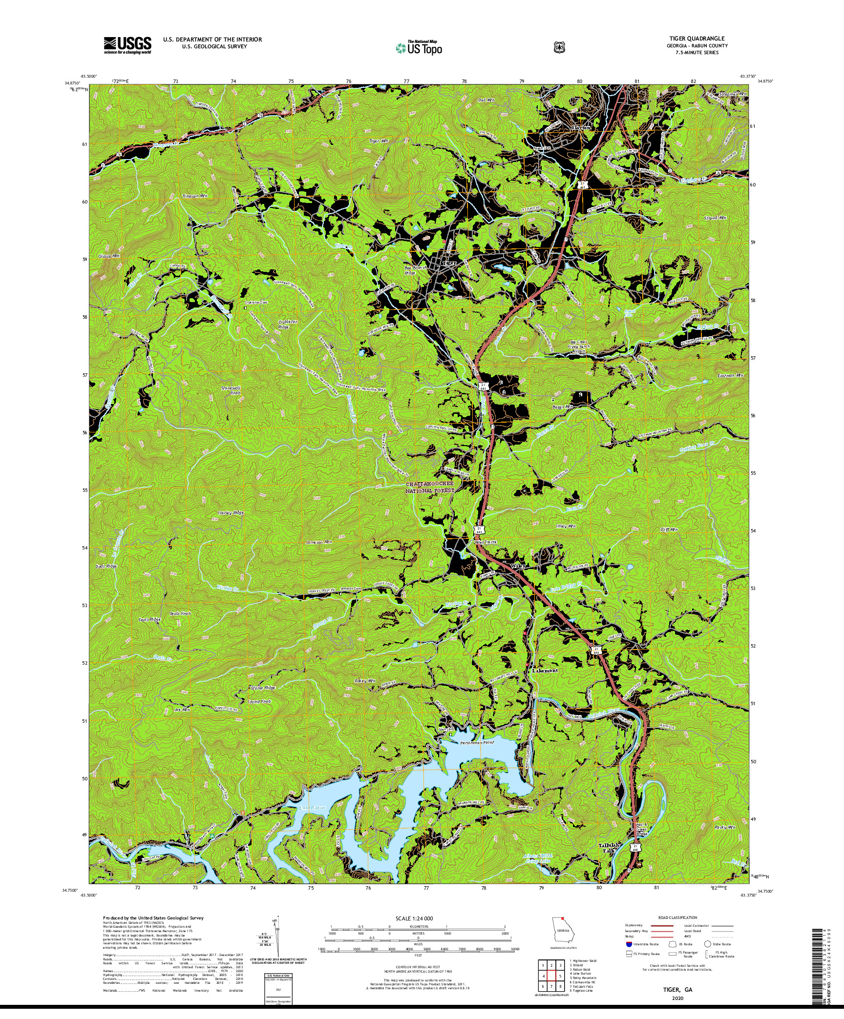 USGS US TOPO 7.5-MINUTE MAP FOR TIGER, GA 2020