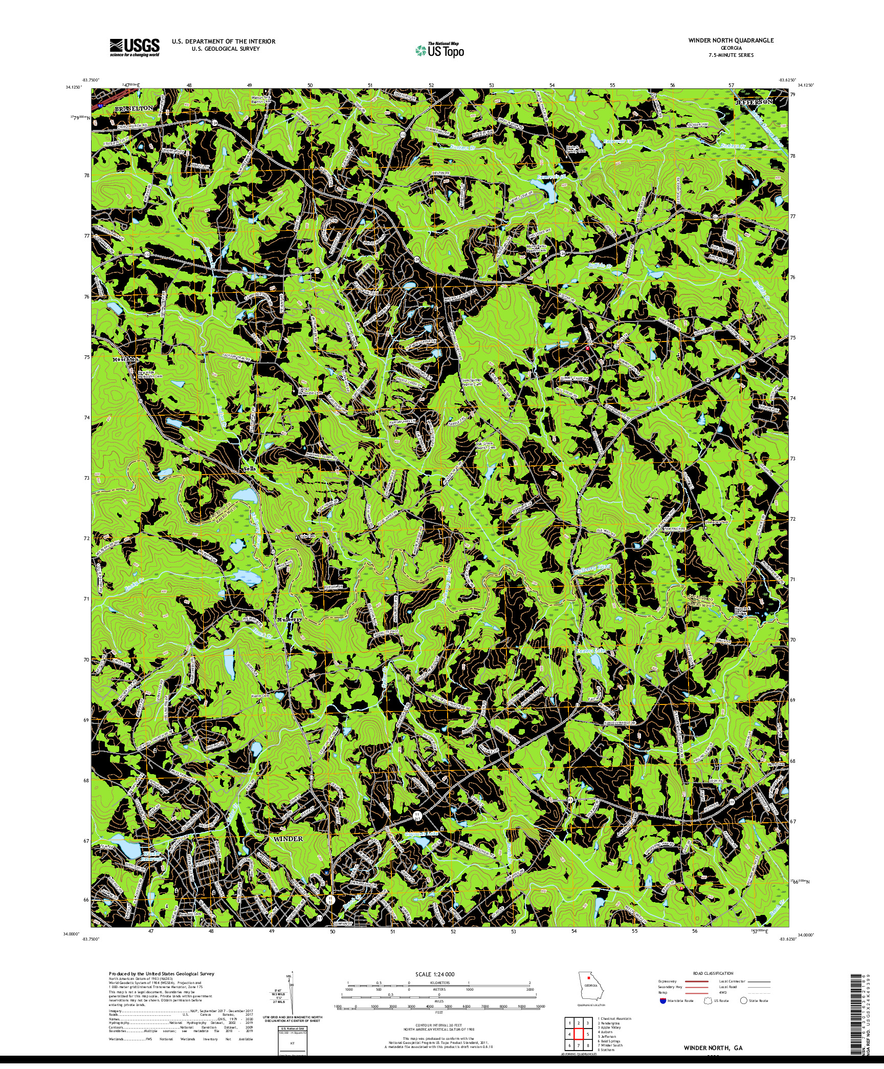 USGS US TOPO 7.5-MINUTE MAP FOR WINDER NORTH, GA 2020