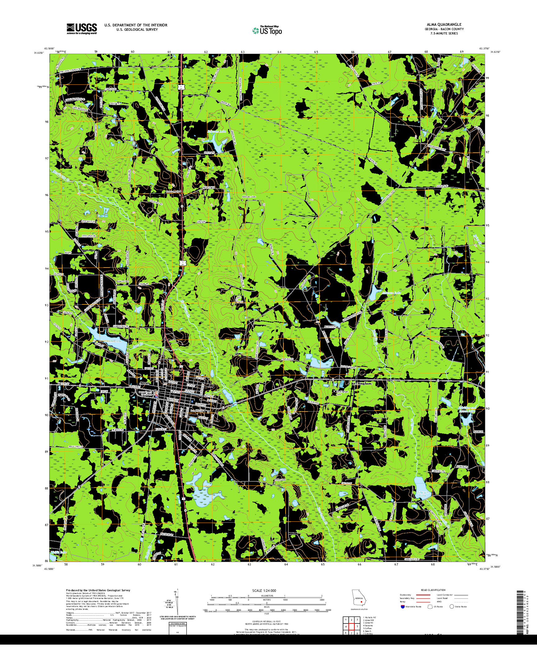 USGS US TOPO 7.5-MINUTE MAP FOR ALMA, GA 2020