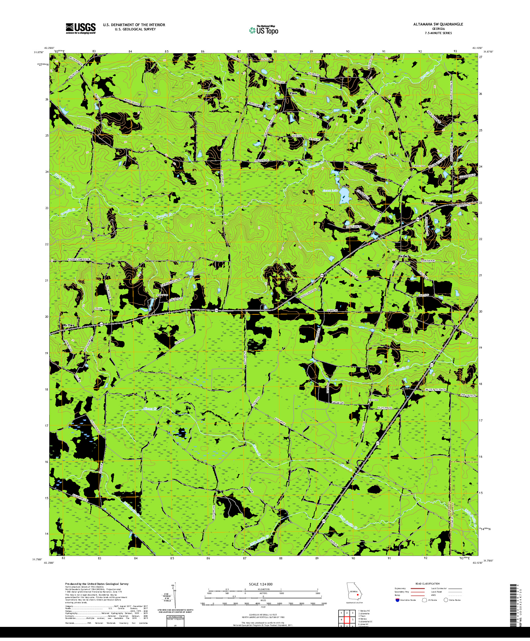 USGS US TOPO 7.5-MINUTE MAP FOR ALTAMAHA SW, GA 2020