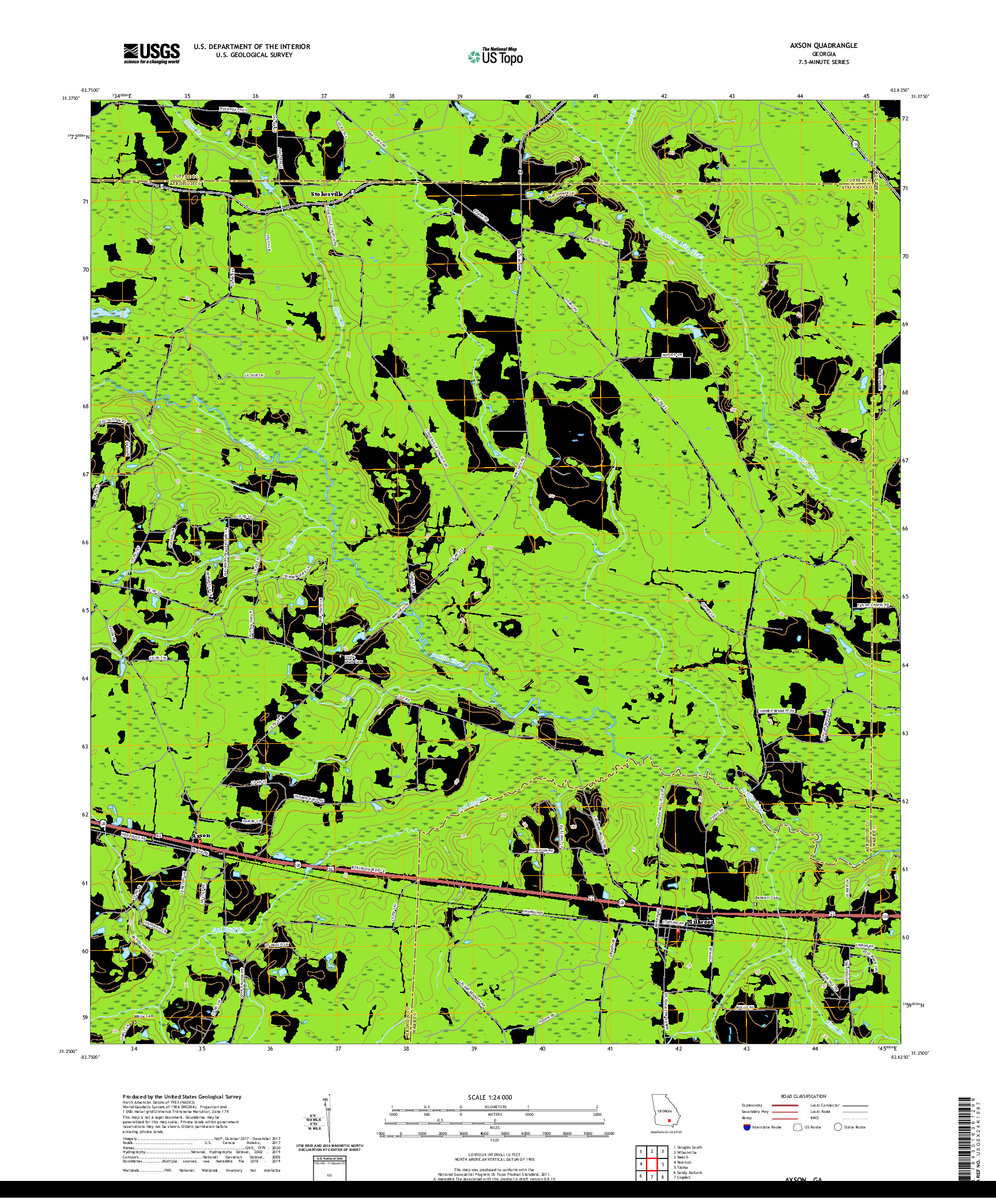 USGS US TOPO 7.5-MINUTE MAP FOR AXSON, GA 2020