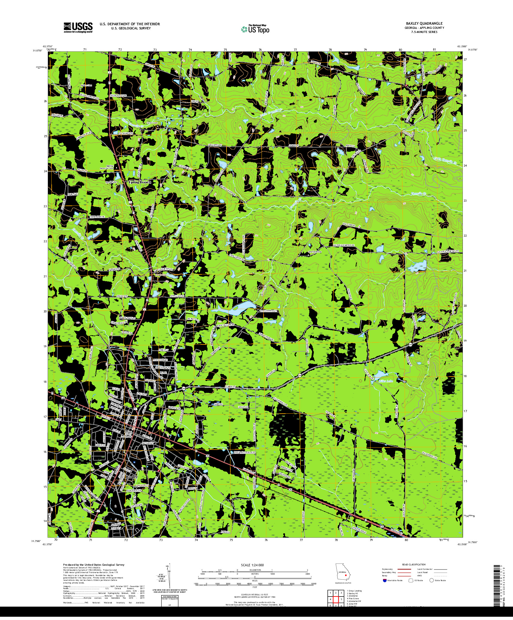 USGS US TOPO 7.5-MINUTE MAP FOR BAXLEY, GA 2020