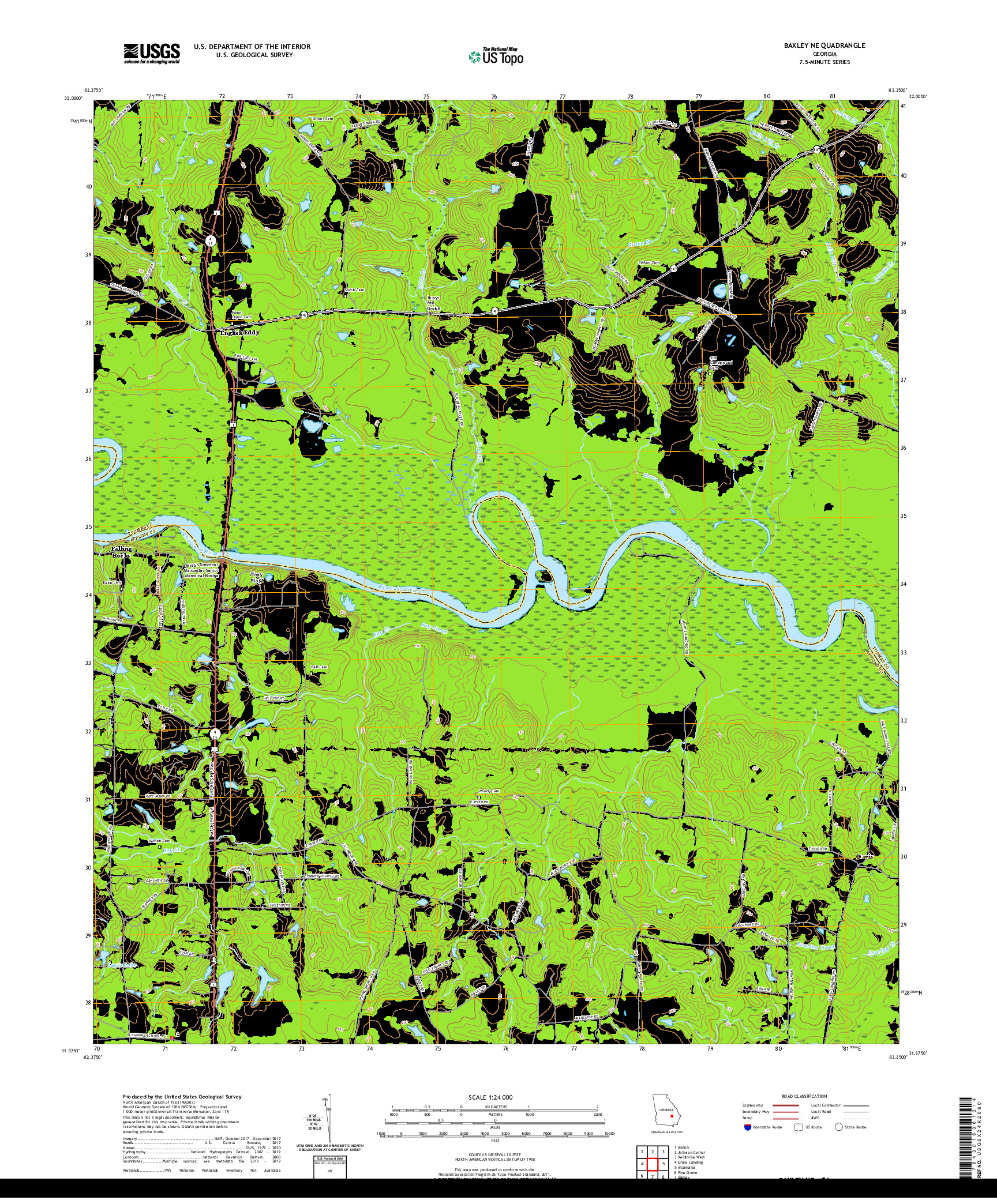 USGS US TOPO 7.5-MINUTE MAP FOR BAXLEY NE, GA 2020