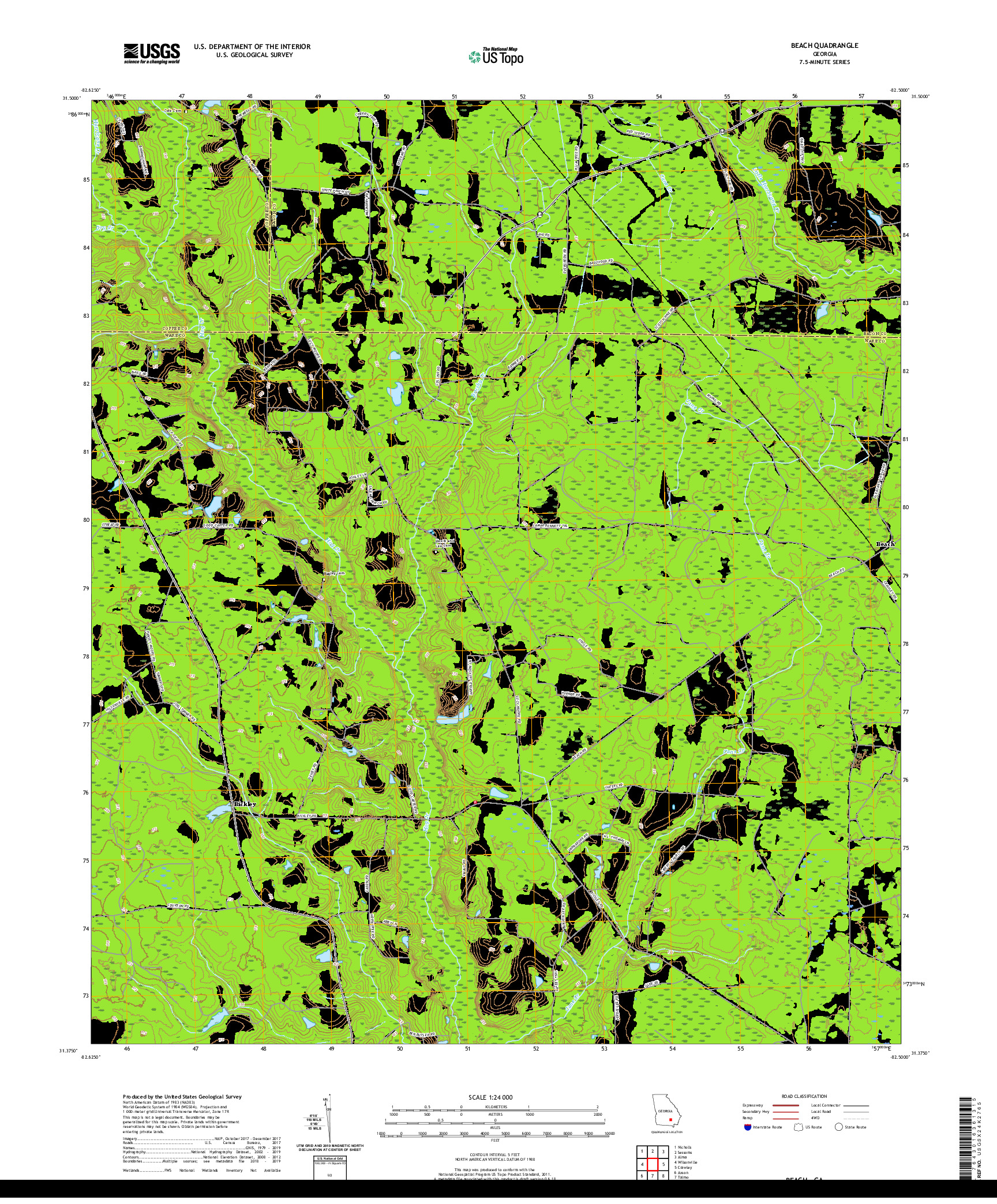 USGS US TOPO 7.5-MINUTE MAP FOR BEACH, GA 2020