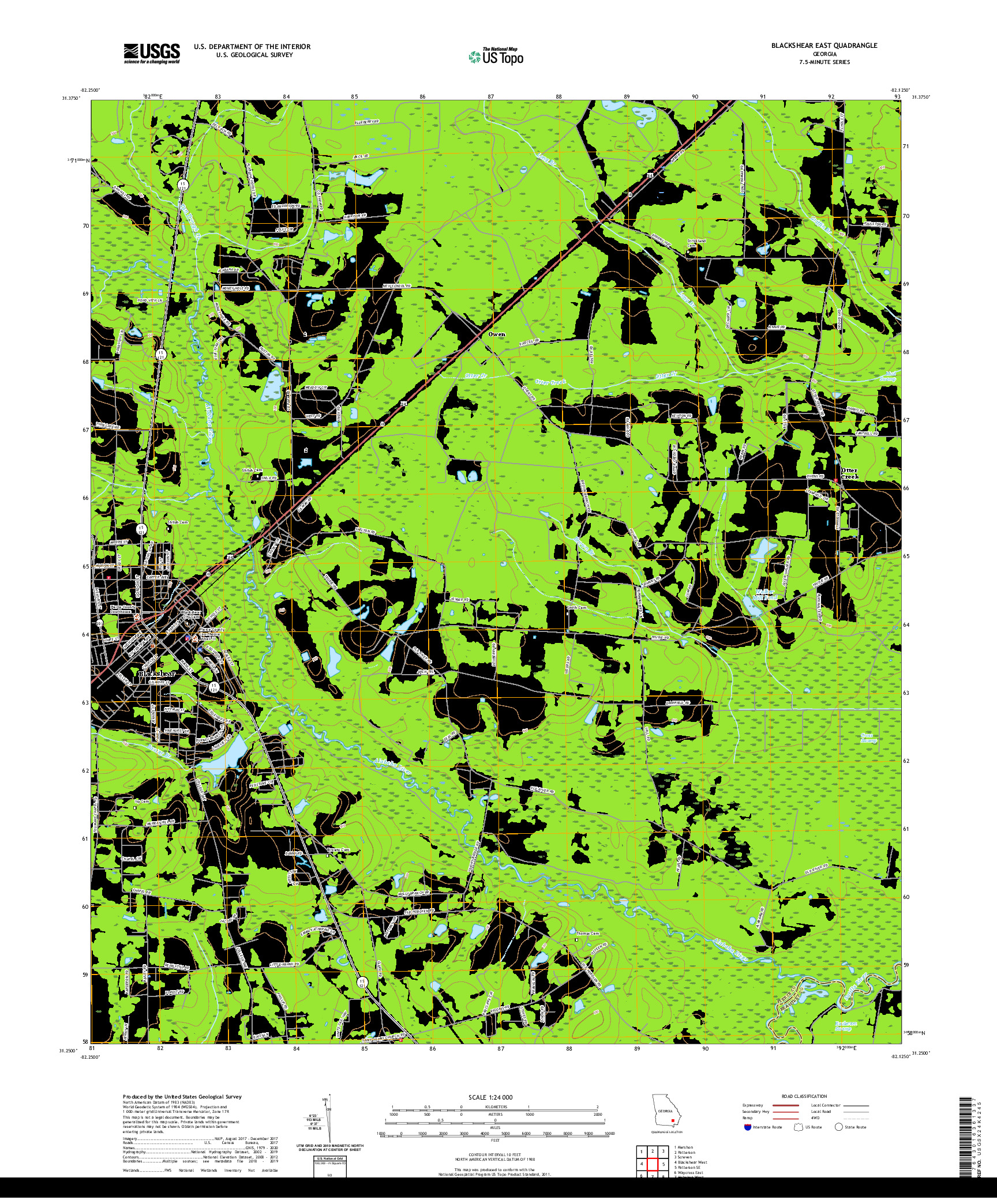 USGS US TOPO 7.5-MINUTE MAP FOR BLACKSHEAR EAST, GA 2020