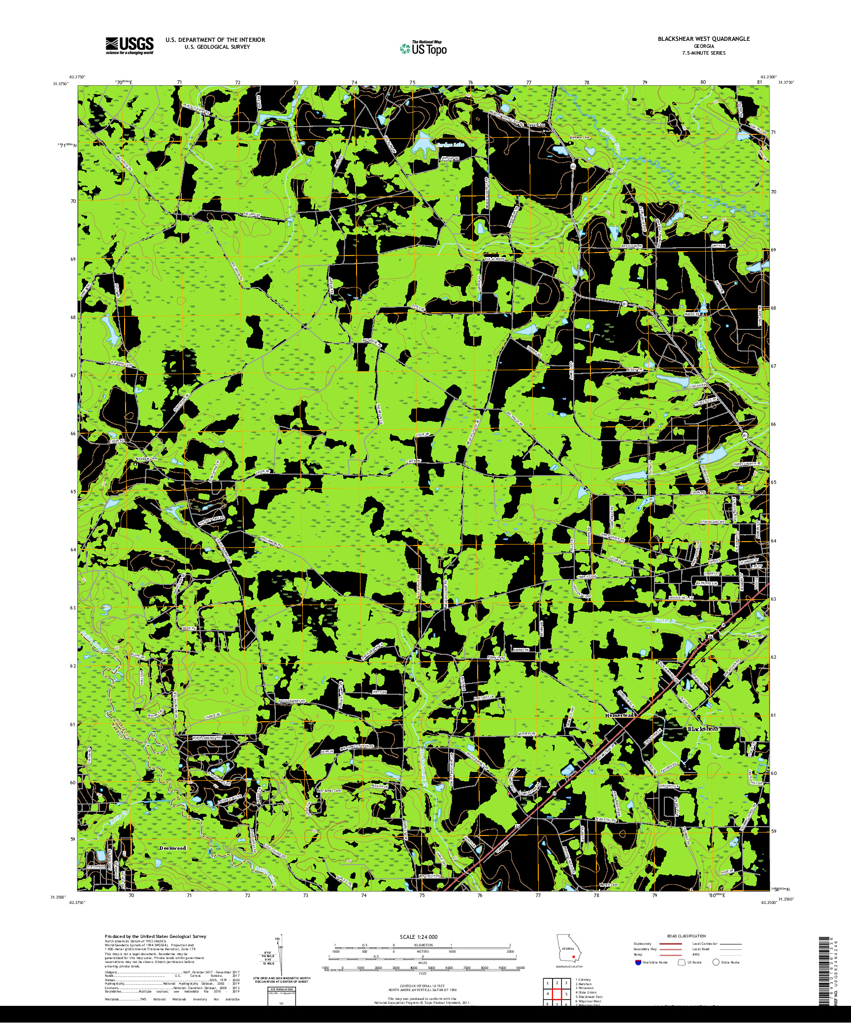 USGS US TOPO 7.5-MINUTE MAP FOR BLACKSHEAR WEST, GA 2020