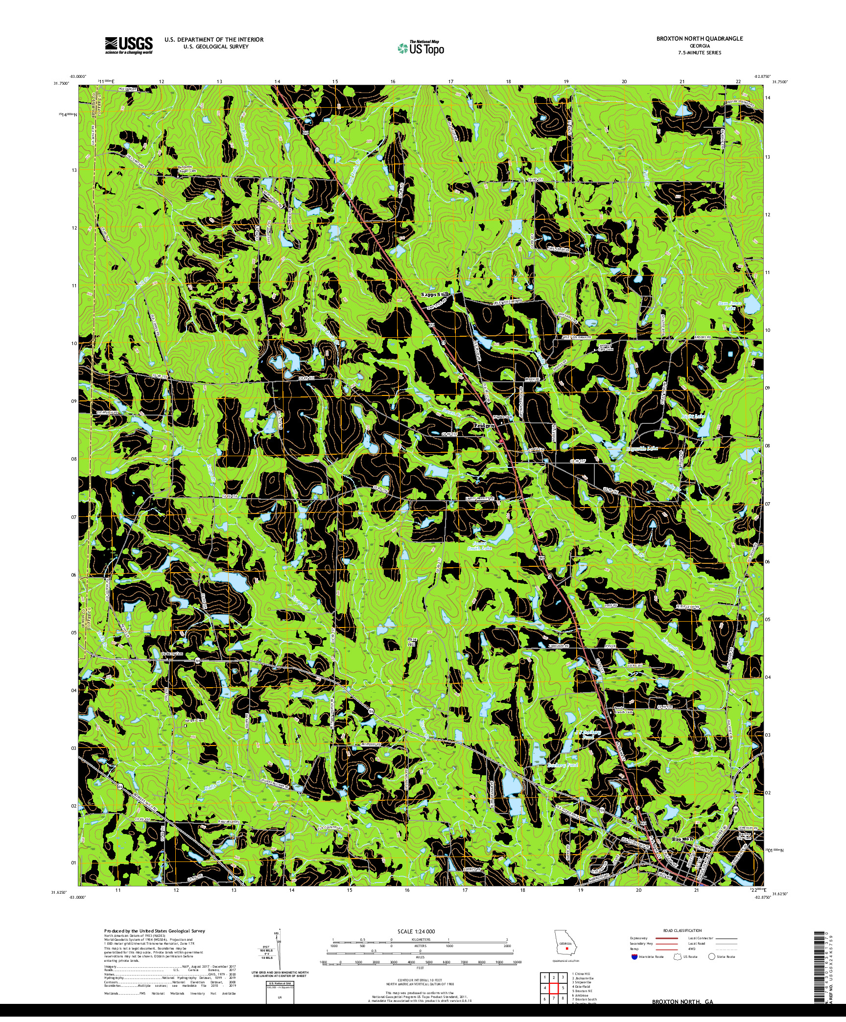 USGS US TOPO 7.5-MINUTE MAP FOR BROXTON NORTH, GA 2020