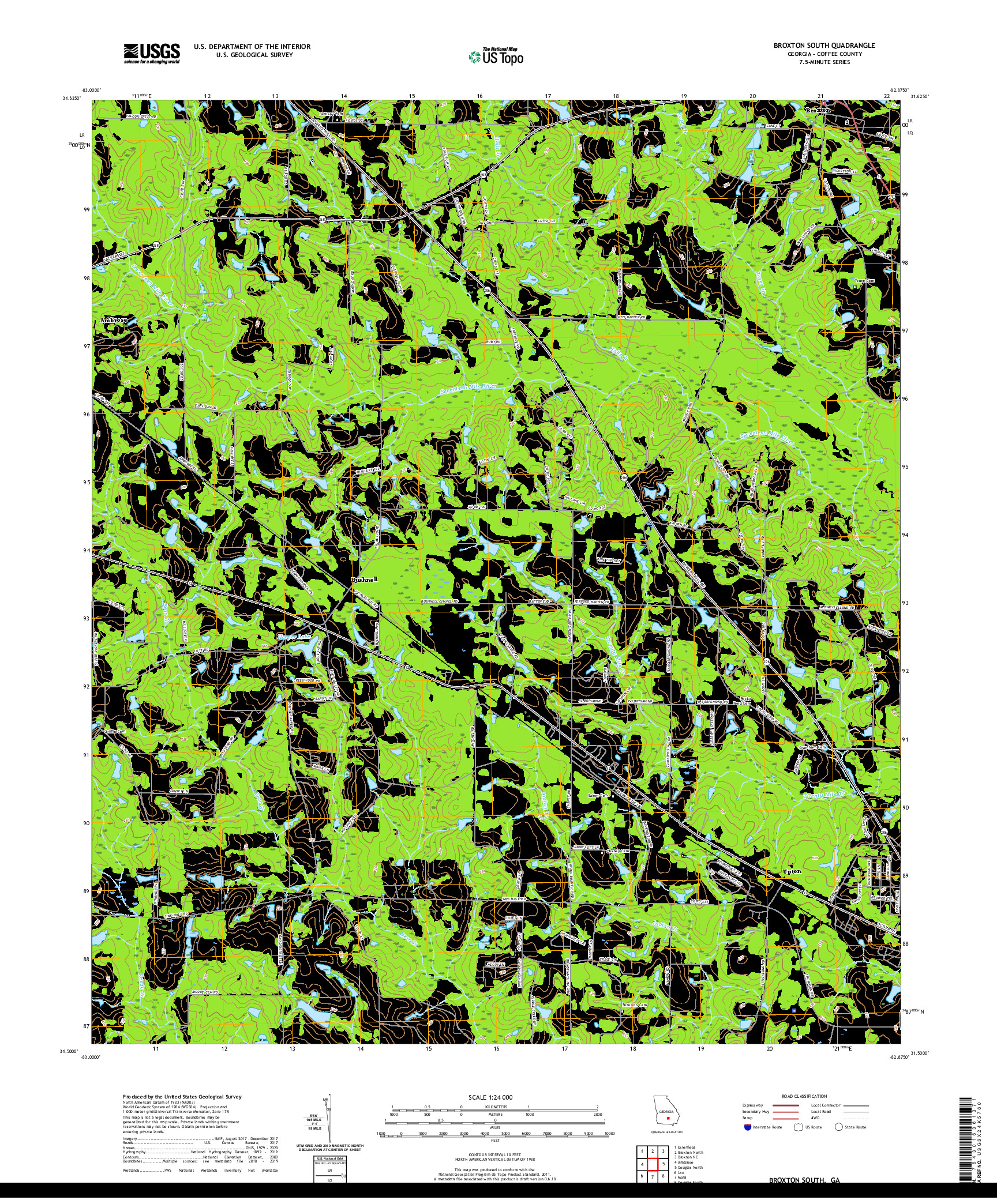 USGS US TOPO 7.5-MINUTE MAP FOR BROXTON SOUTH, GA 2020