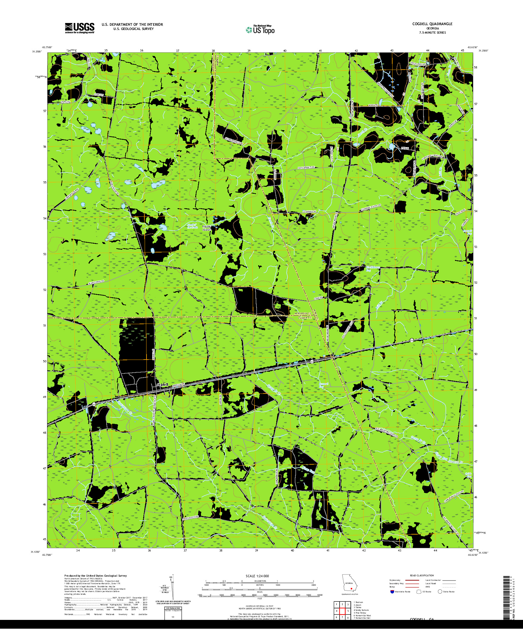 USGS US TOPO 7.5-MINUTE MAP FOR COGDELL, GA 2020