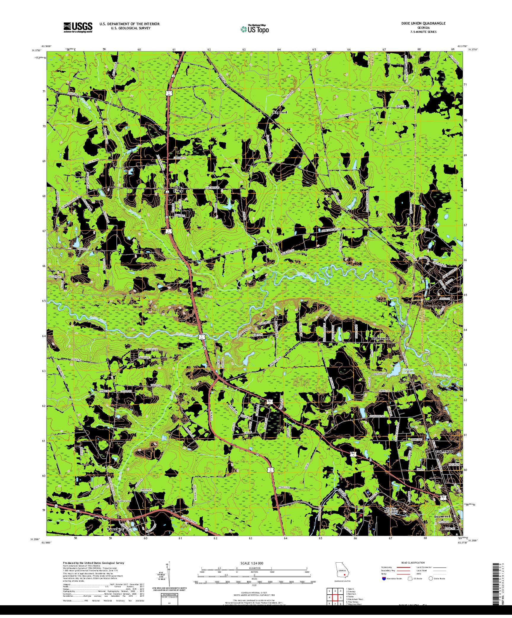 USGS US TOPO 7.5-MINUTE MAP FOR DIXIE UNION, GA 2020