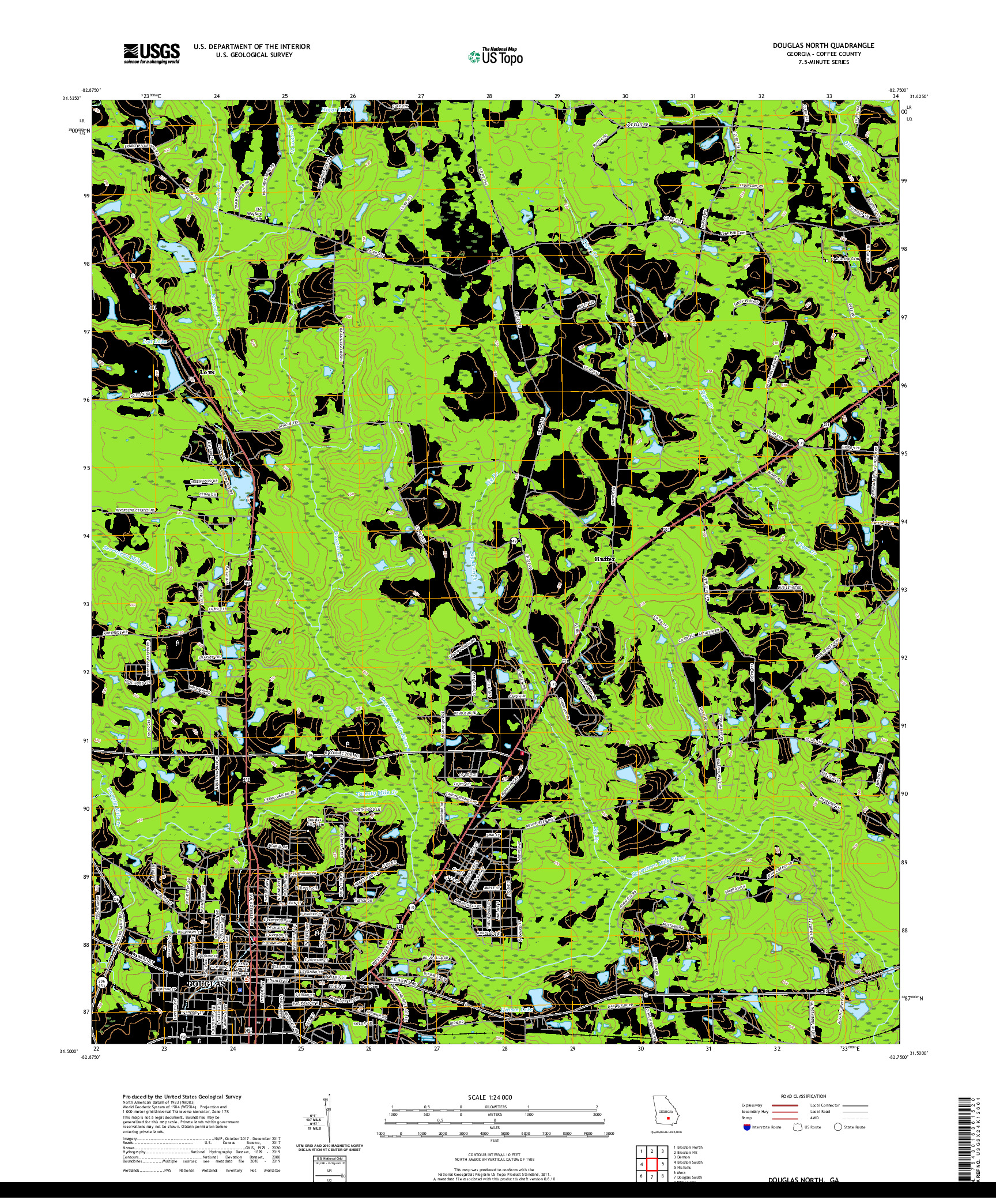 USGS US TOPO 7.5-MINUTE MAP FOR DOUGLAS NORTH, GA 2020