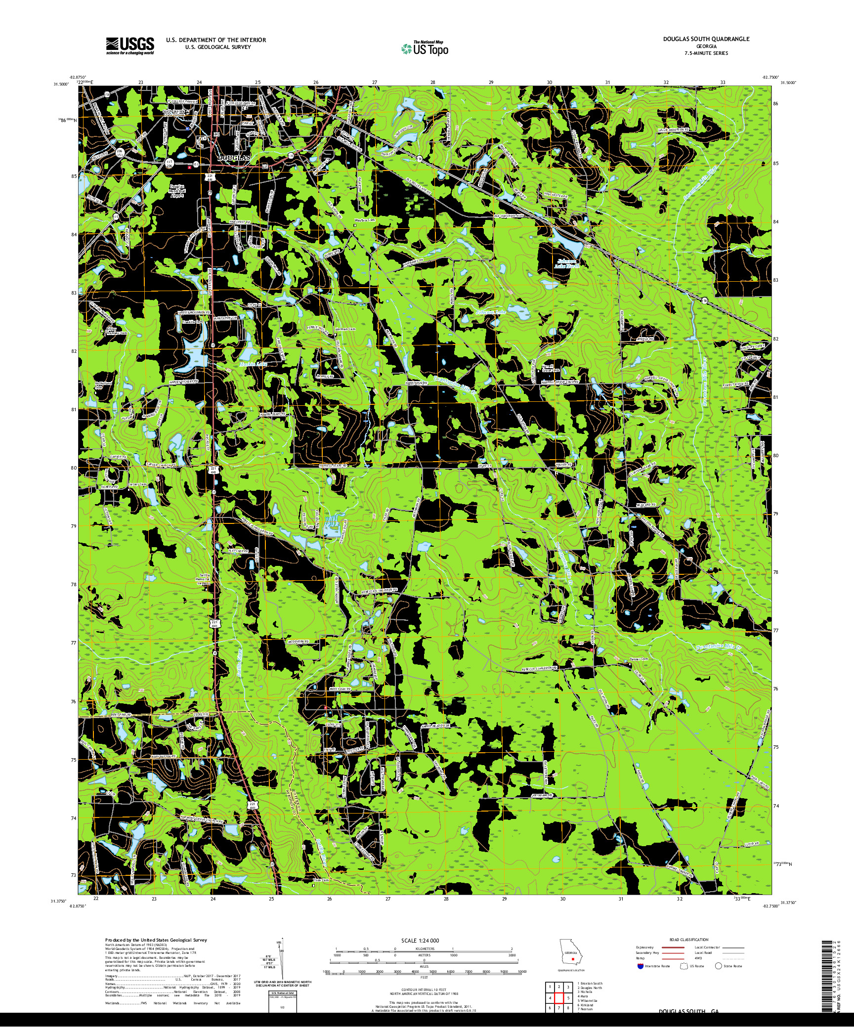 USGS US TOPO 7.5-MINUTE MAP FOR DOUGLAS SOUTH, GA 2020