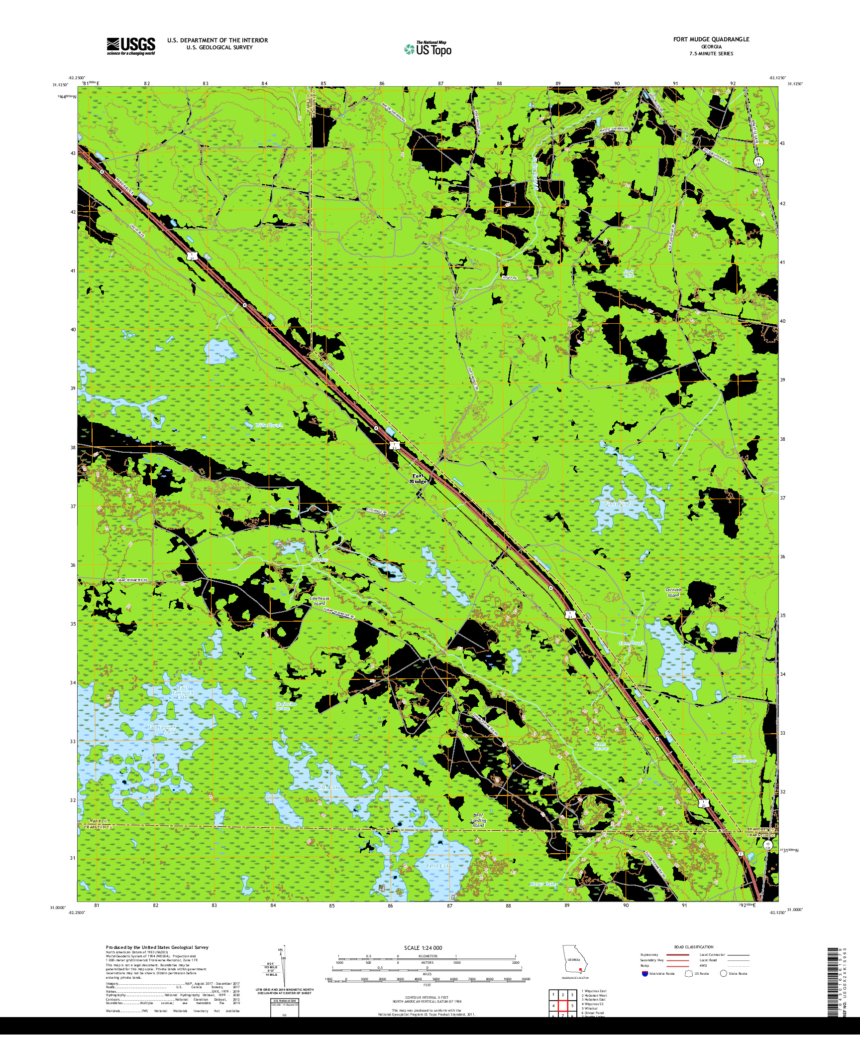 USGS US TOPO 7.5-MINUTE MAP FOR FORT MUDGE, GA 2020