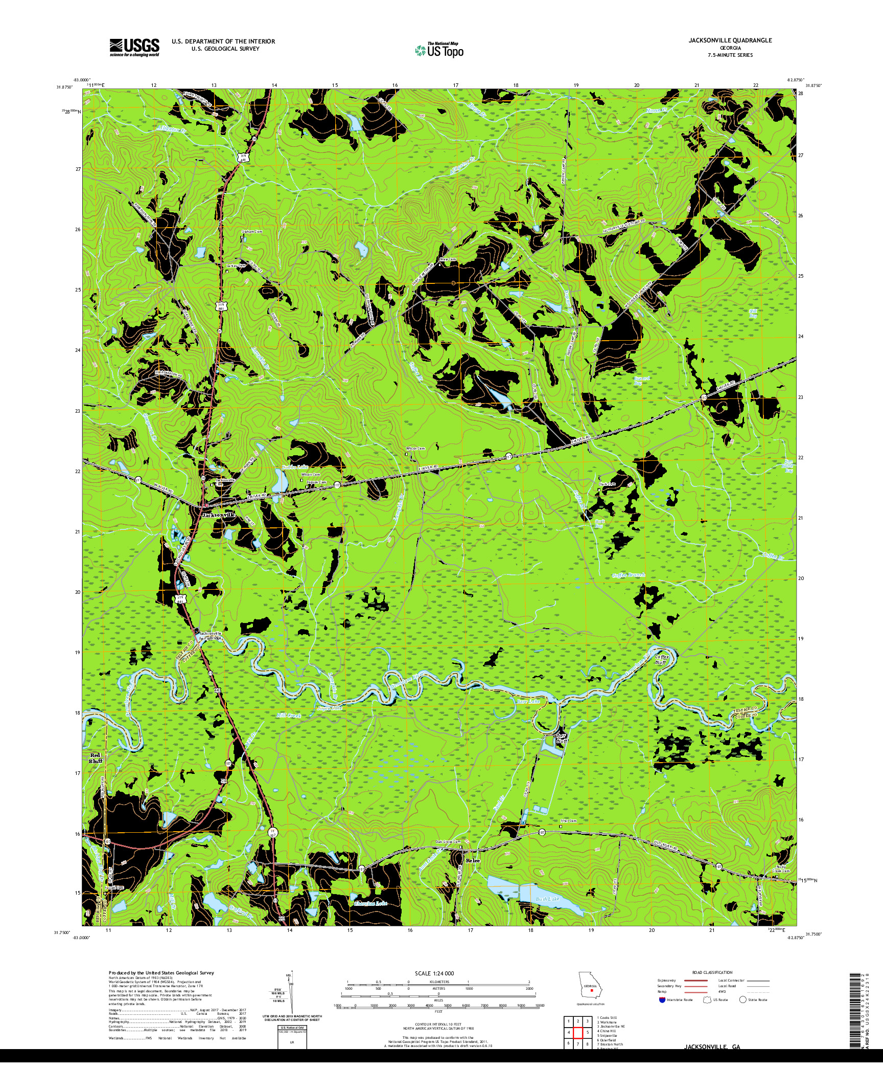 USGS US TOPO 7.5-MINUTE MAP FOR JACKSONVILLE, GA 2020