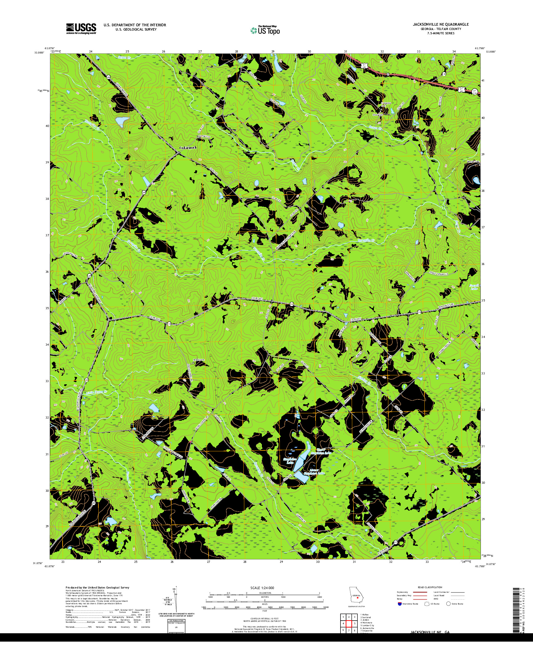 USGS US TOPO 7.5-MINUTE MAP FOR JACKSONVILLE NE, GA 2020