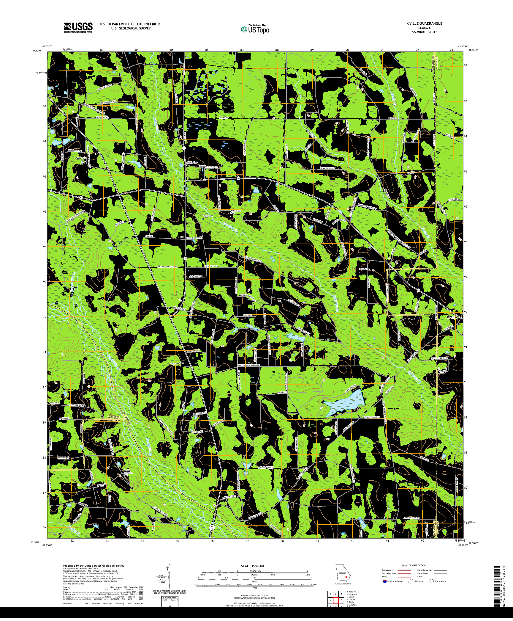USGS US TOPO 7.5-MINUTE MAP FOR K'VILLE, GA 2020