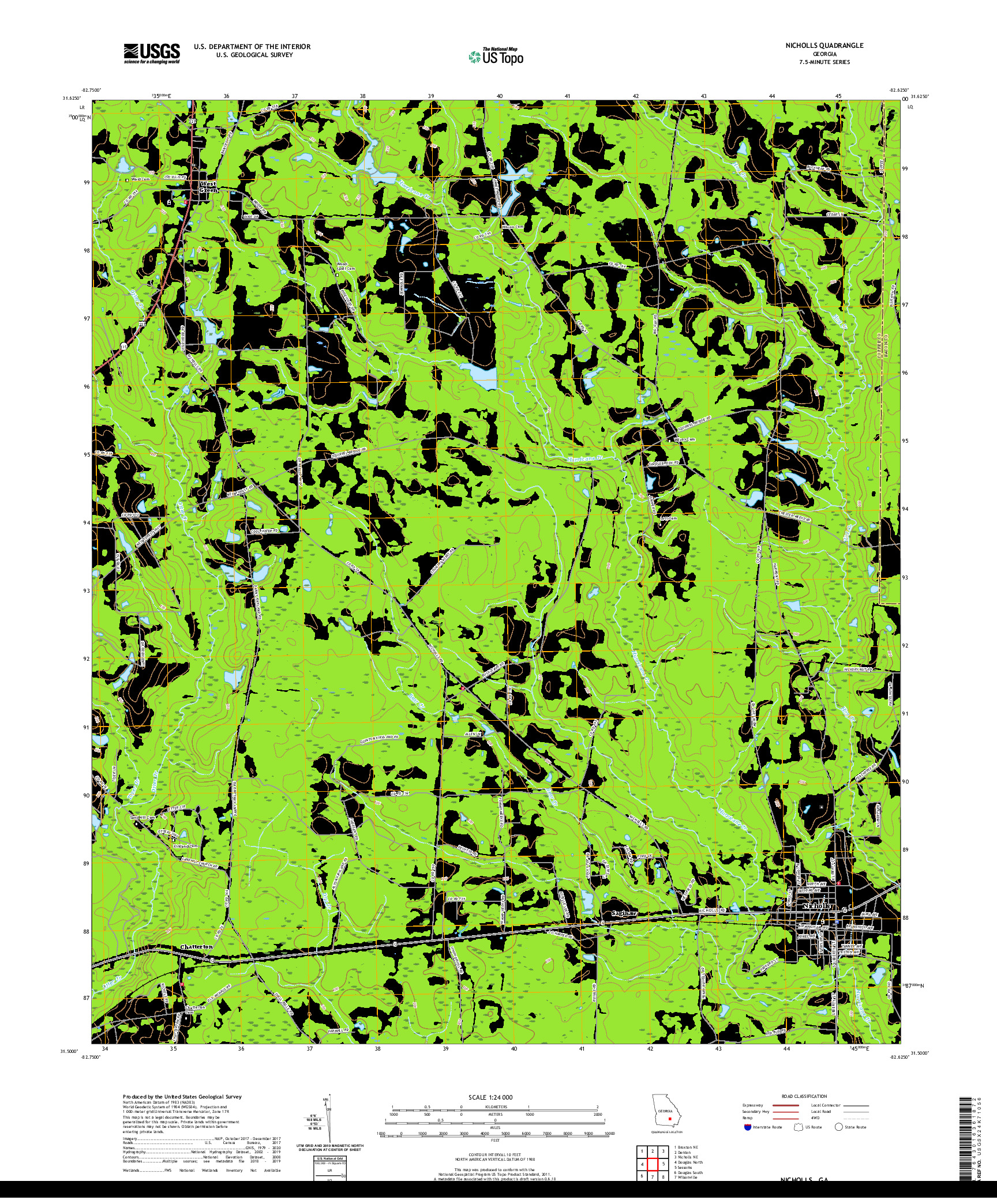 USGS US TOPO 7.5-MINUTE MAP FOR NICHOLLS, GA 2020