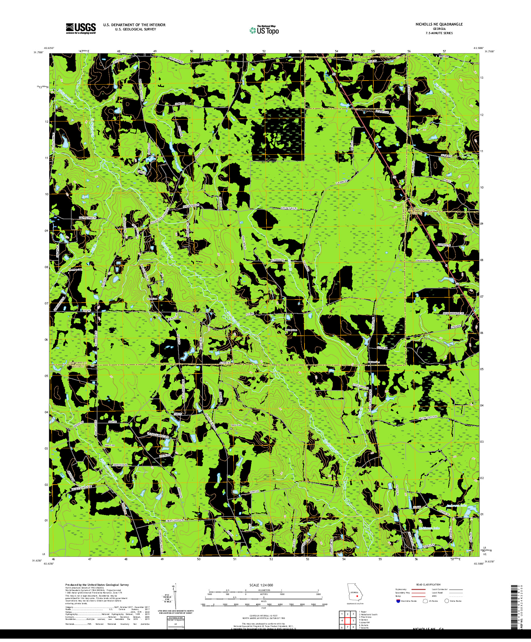 USGS US TOPO 7.5-MINUTE MAP FOR NICHOLLS NE, GA 2020