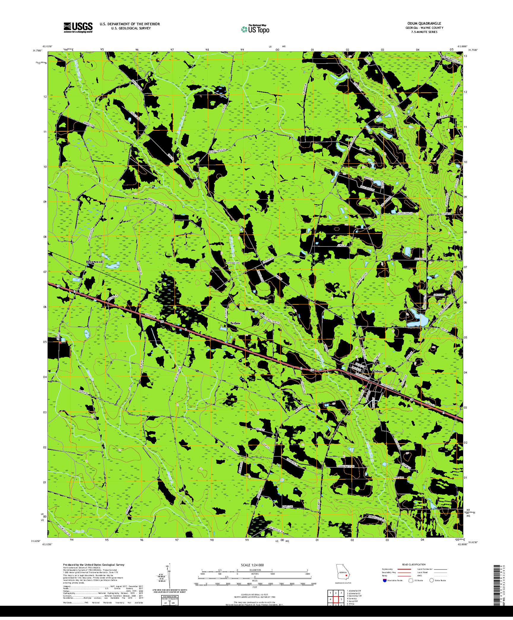 USGS US TOPO 7.5-MINUTE MAP FOR ODUM, GA 2020