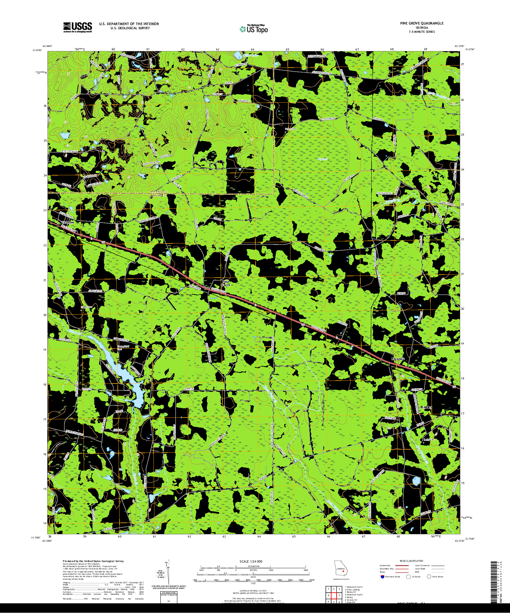 USGS US TOPO 7.5-MINUTE MAP FOR PINE GROVE, GA 2020