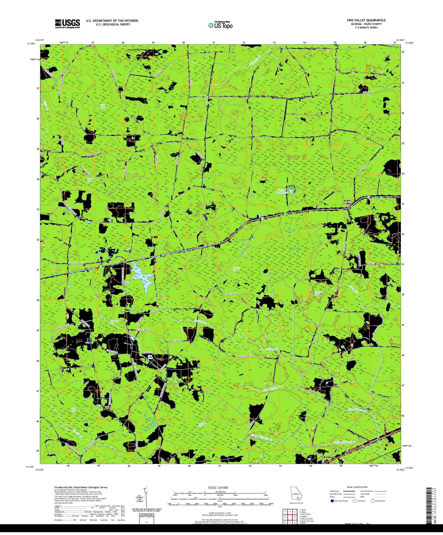 USGS US TOPO 7.5-MINUTE MAP FOR PINE VALLEY, GA 2020
