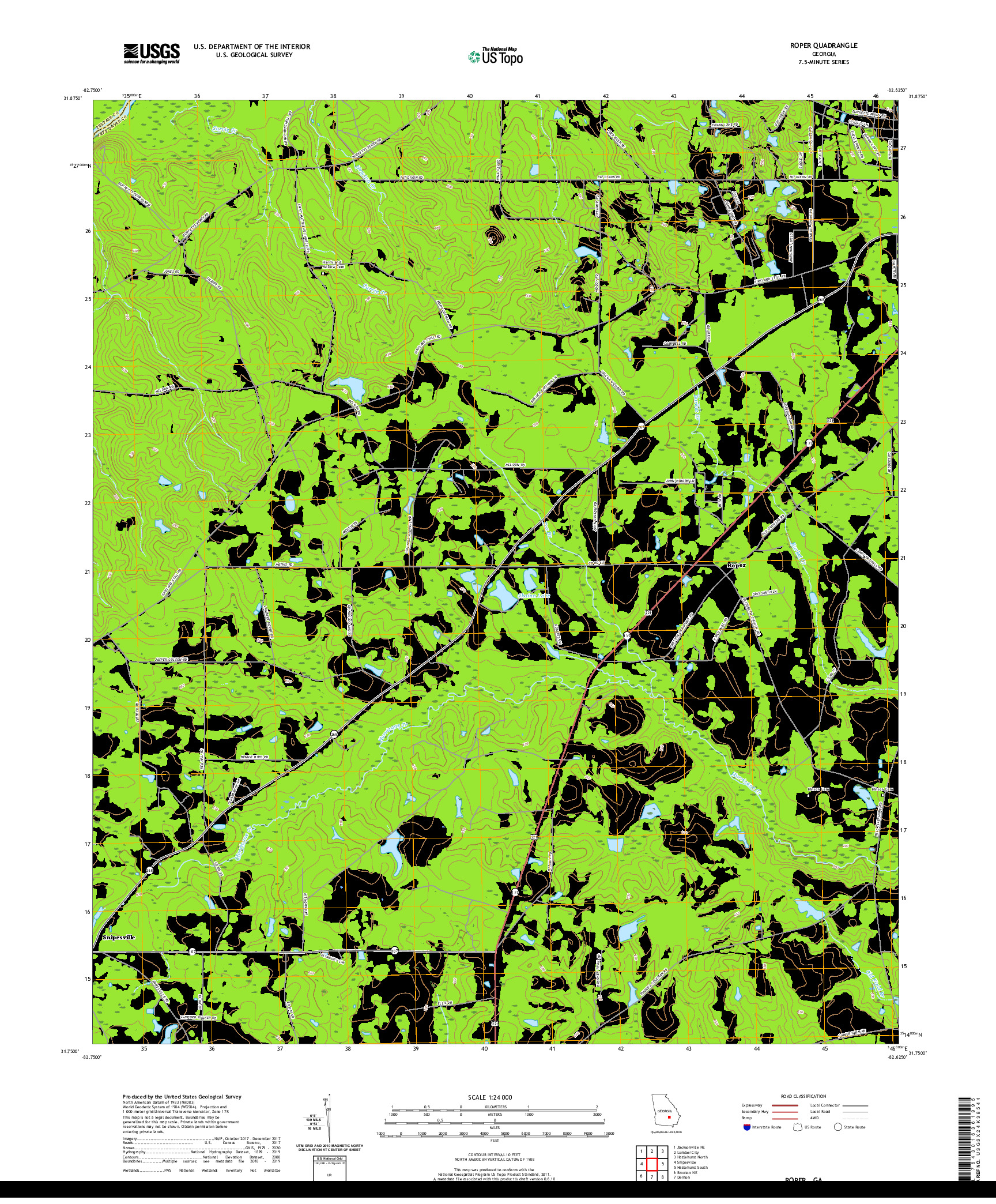 USGS US TOPO 7.5-MINUTE MAP FOR ROPER, GA 2020