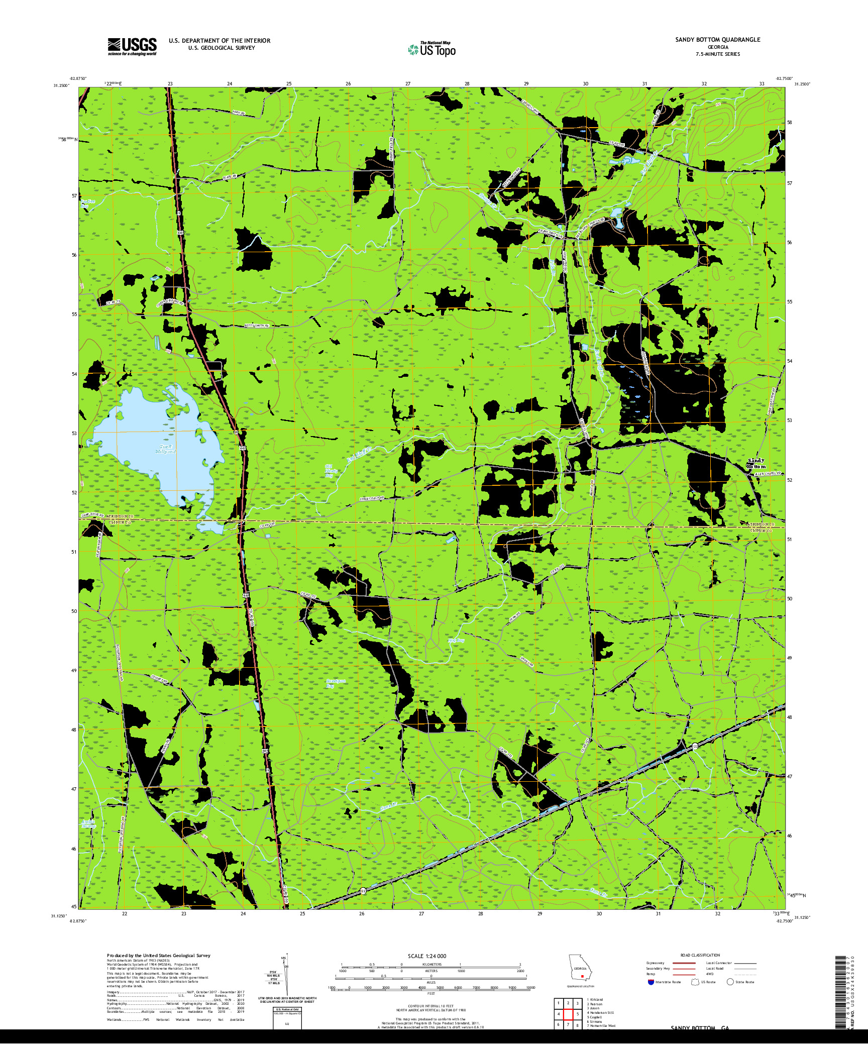 USGS US TOPO 7.5-MINUTE MAP FOR SANDY BOTTOM, GA 2020