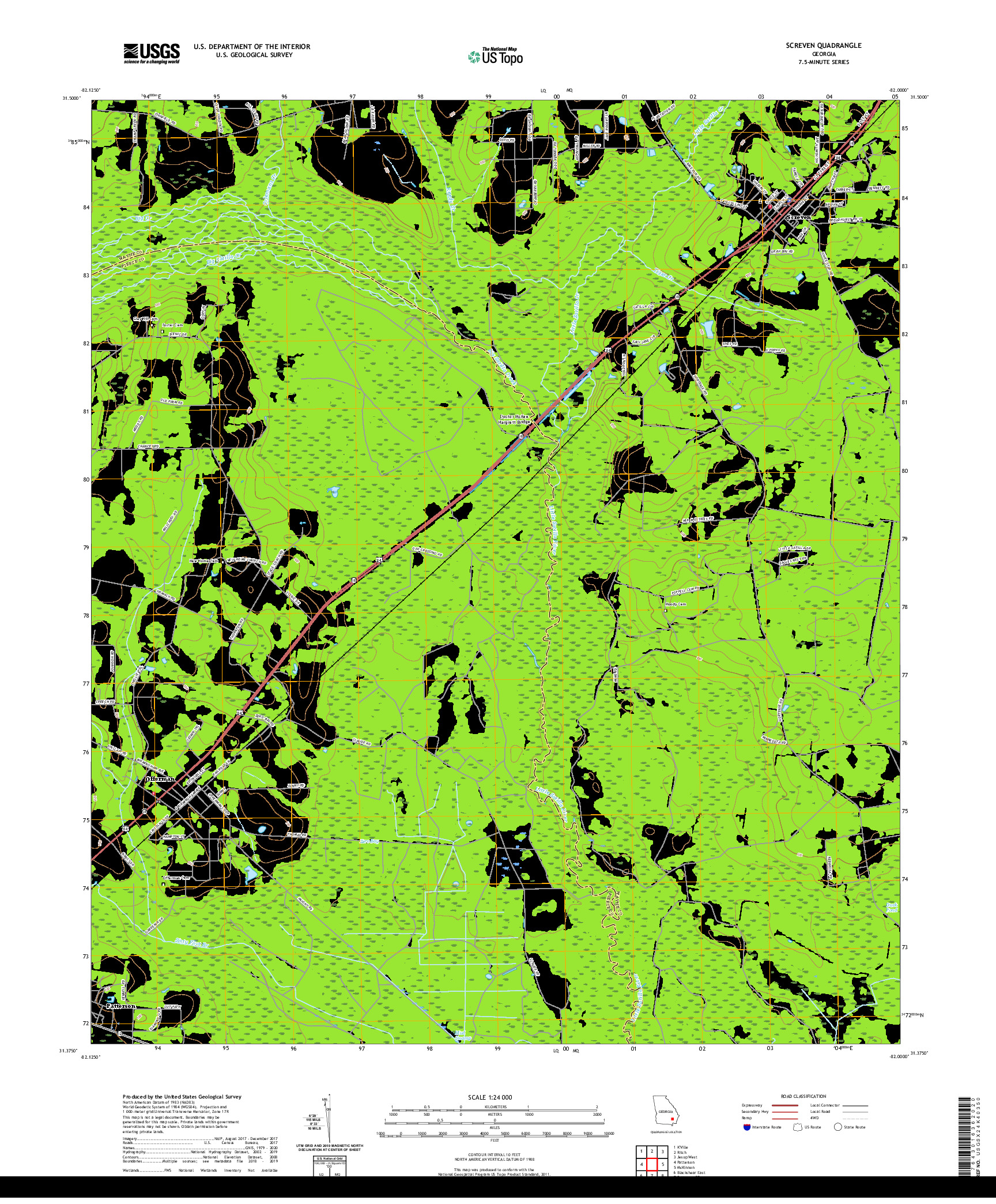 USGS US TOPO 7.5-MINUTE MAP FOR SCREVEN, GA 2020