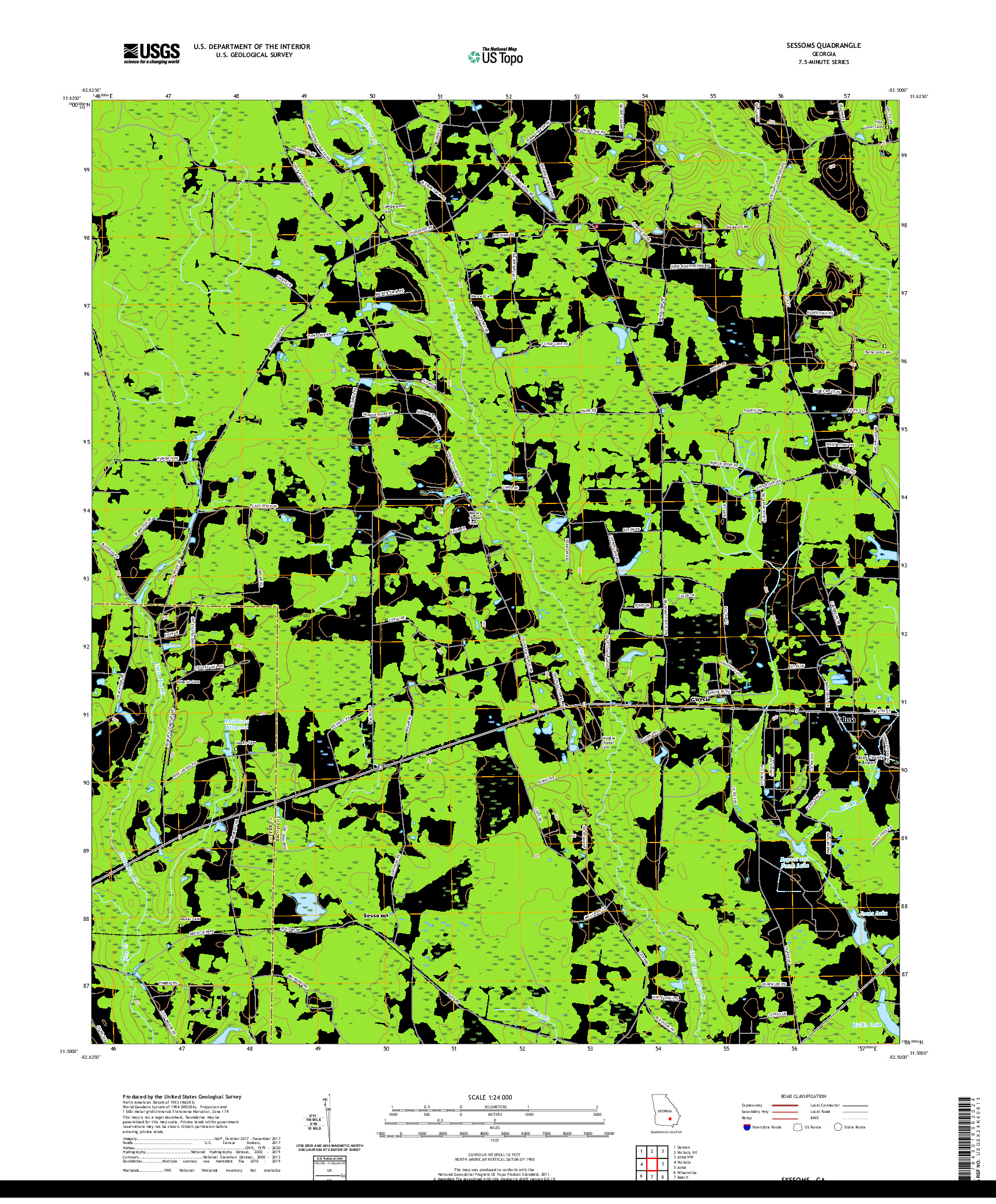 USGS US TOPO 7.5-MINUTE MAP FOR SESSOMS, GA 2020