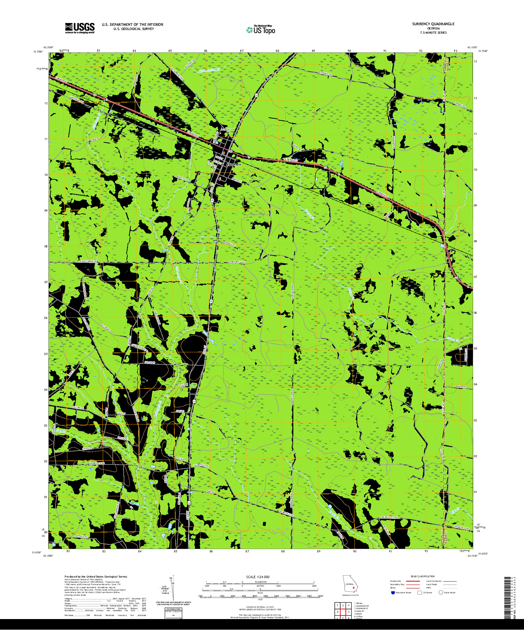 USGS US TOPO 7.5-MINUTE MAP FOR SURRENCY, GA 2020