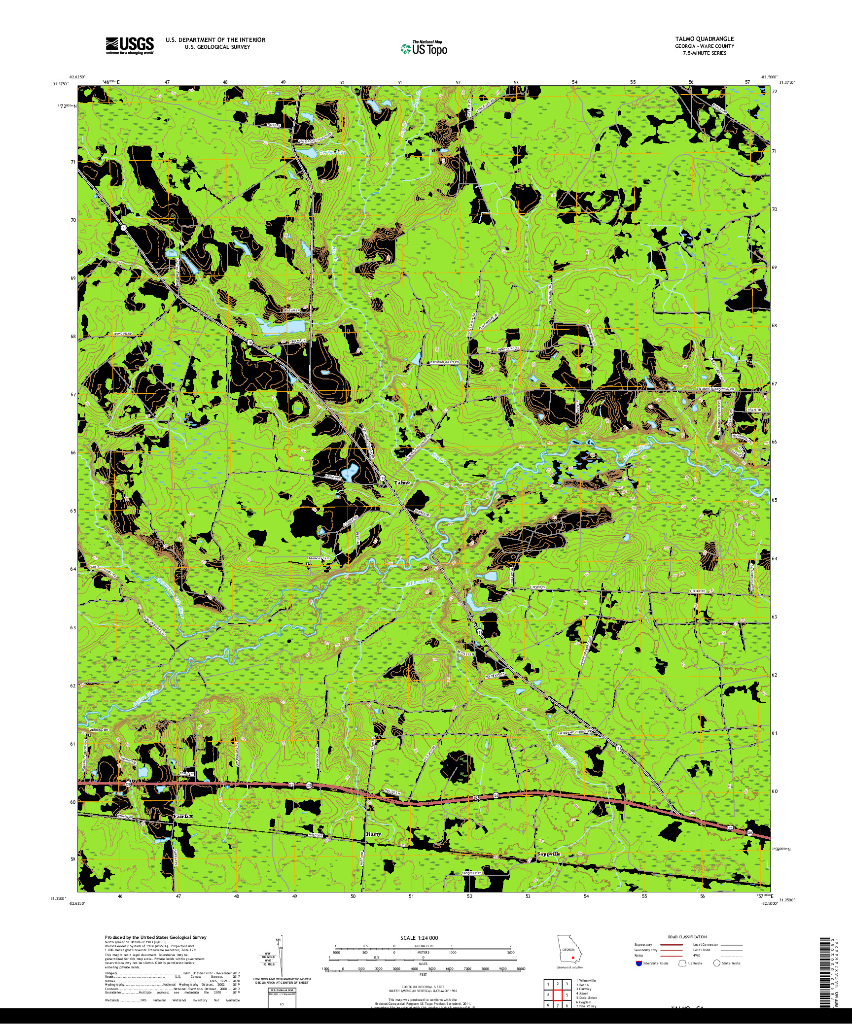 USGS US TOPO 7.5-MINUTE MAP FOR TALMO, GA 2020