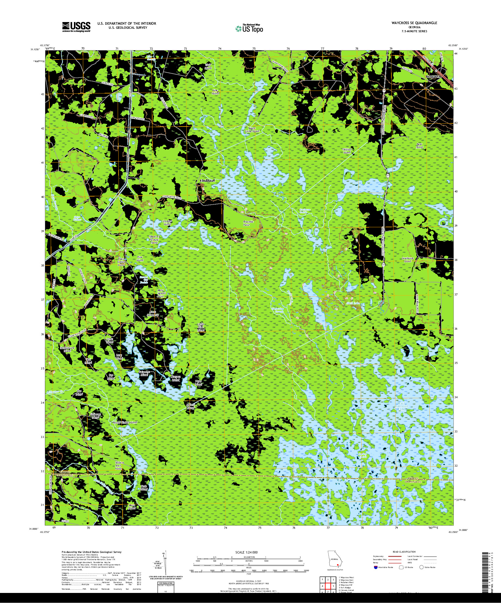 USGS US TOPO 7.5-MINUTE MAP FOR WAYCROSS SE, GA 2020