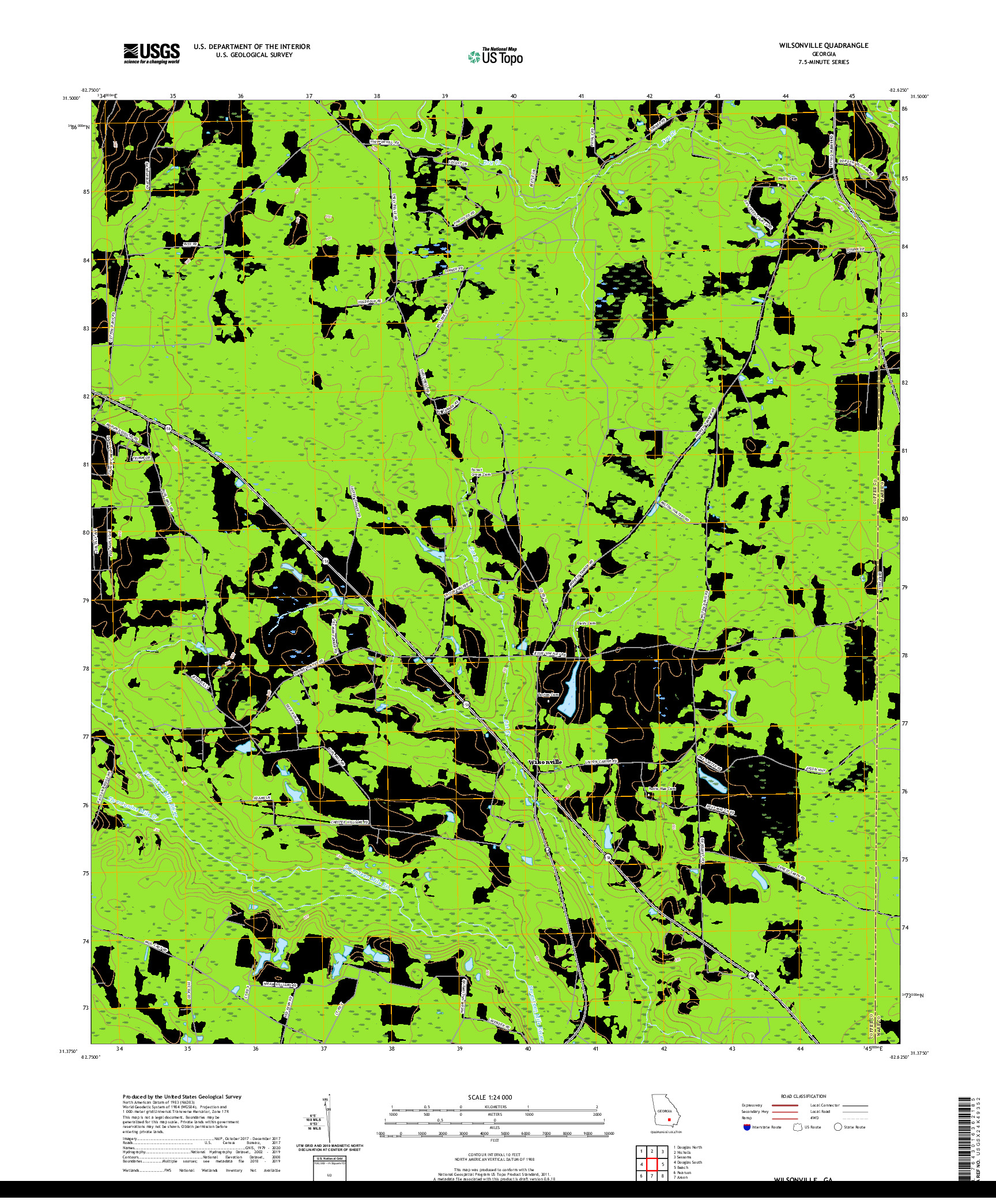 USGS US TOPO 7.5-MINUTE MAP FOR WILSONVILLE, GA 2020