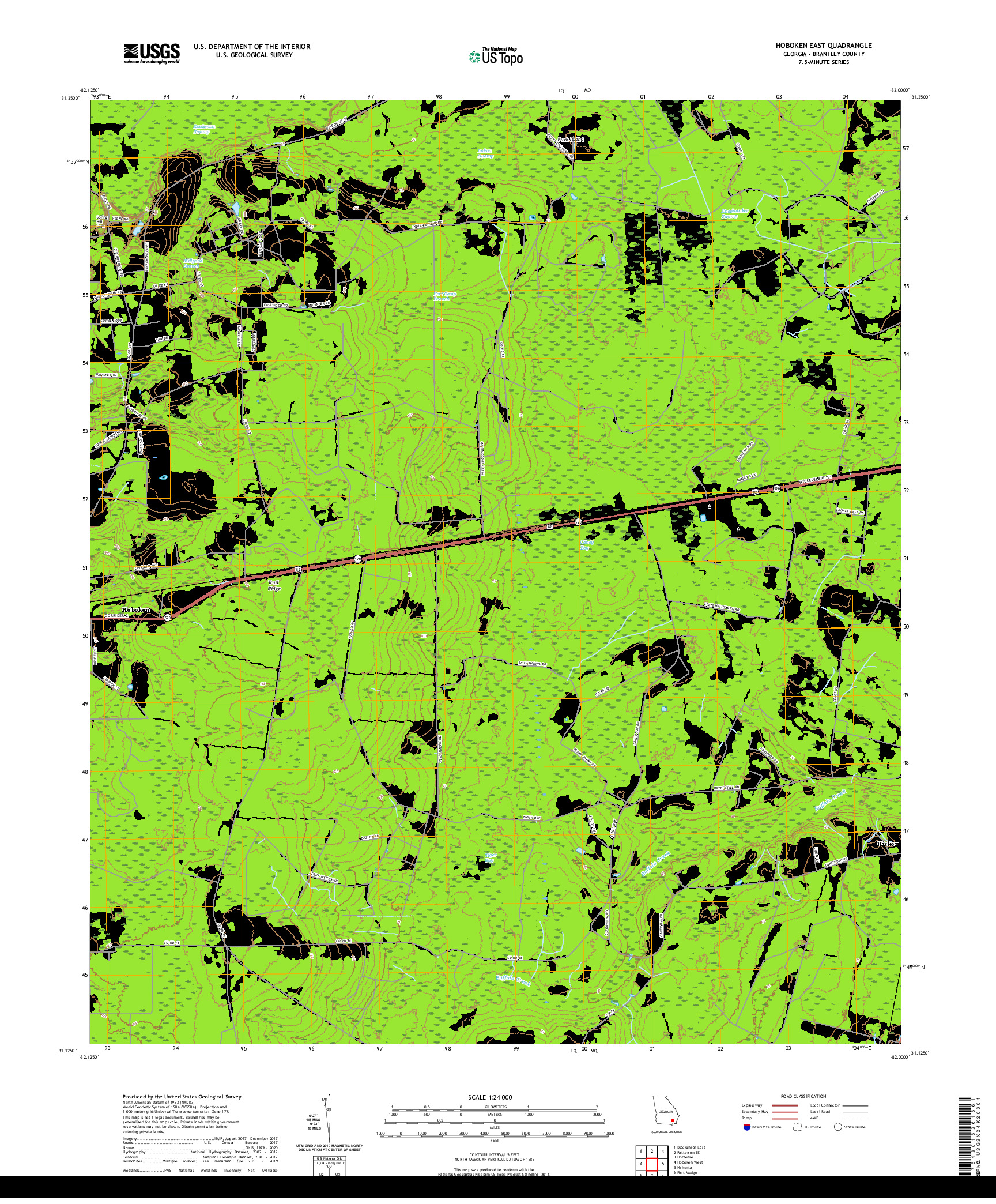 USGS US TOPO 7.5-MINUTE MAP FOR HOBOKEN EAST, GA 2020