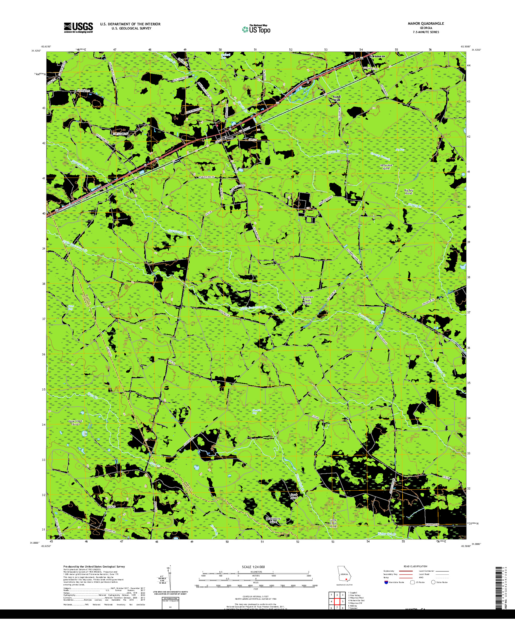 USGS US TOPO 7.5-MINUTE MAP FOR MANOR, GA 2020
