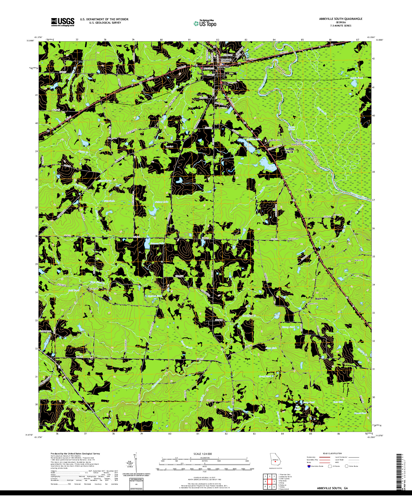 USGS US TOPO 7.5-MINUTE MAP FOR ABBEVILLE SOUTH, GA 2020