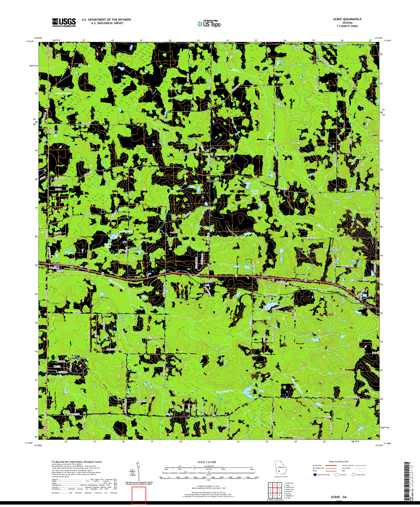 USGS US TOPO 7.5-MINUTE MAP FOR ACREE, GA 2020