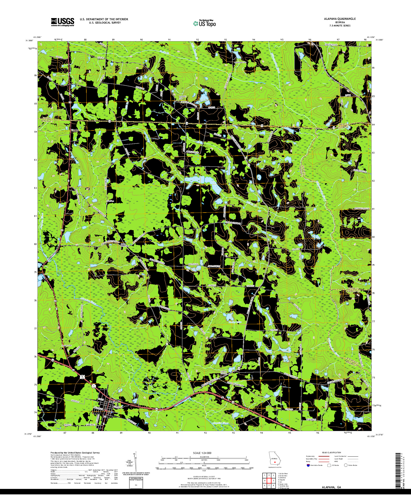USGS US TOPO 7.5-MINUTE MAP FOR ALAPAHA, GA 2020